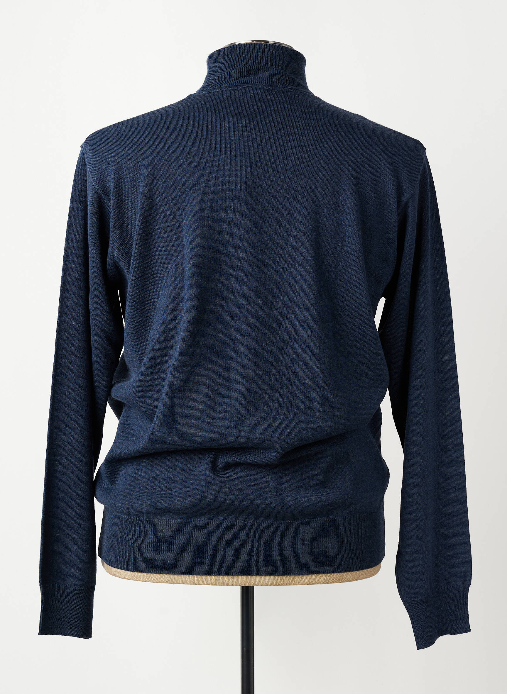 Pull col roulé coupe cintrée manches longues bleu MASSIMO BONI homme