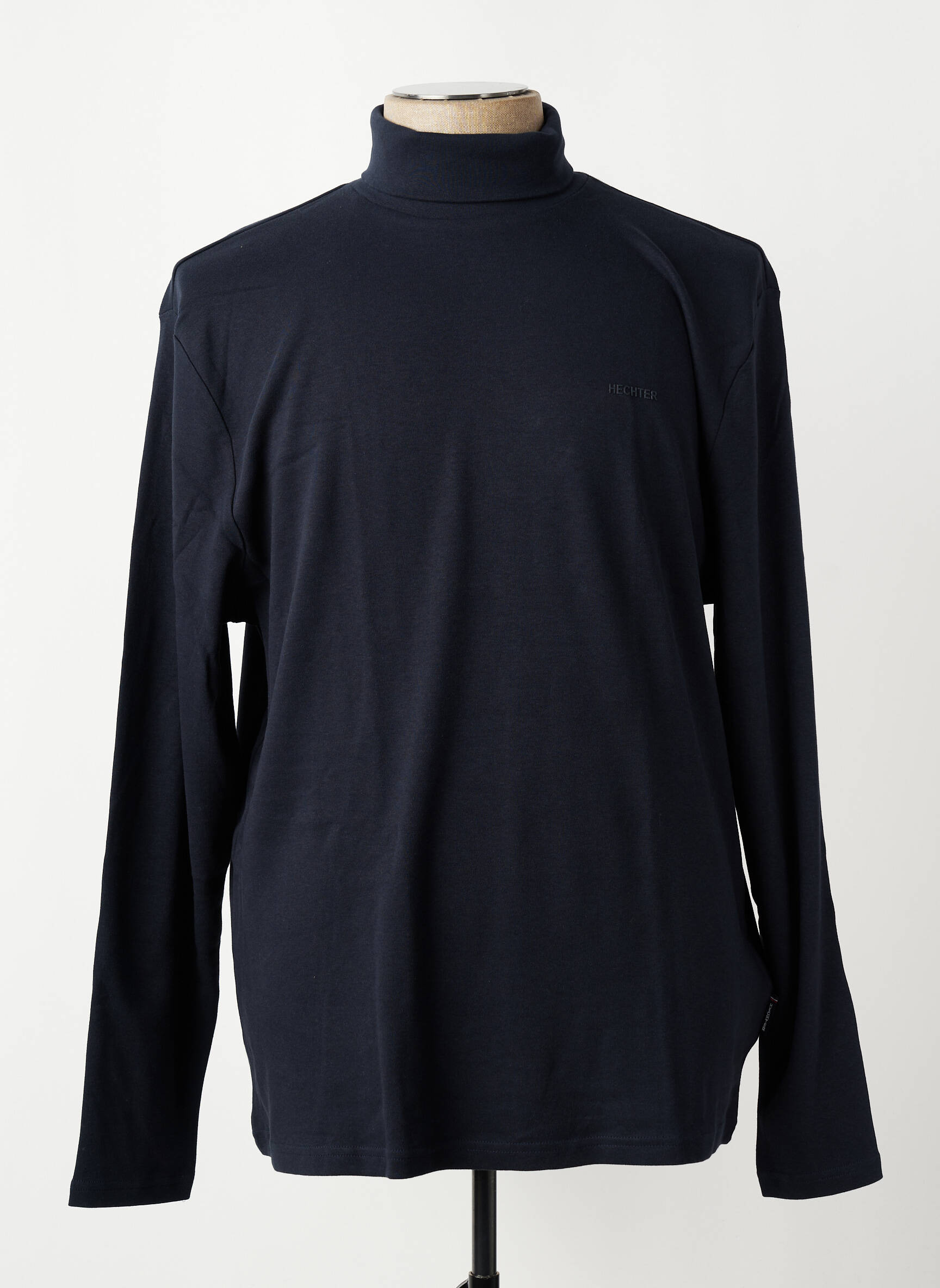 Pull col roulé coupe cintrée manches longues bleu HECHTER STUDIO homme