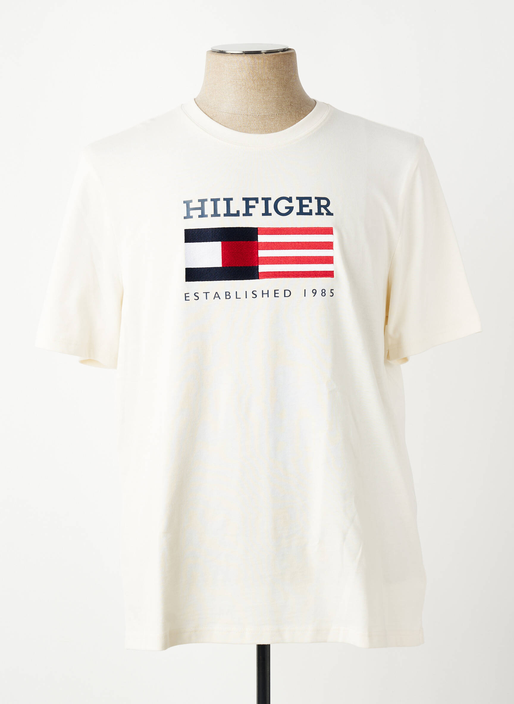 T-shirt broderie manches courtes beige TOMMY HILFIGER homme
