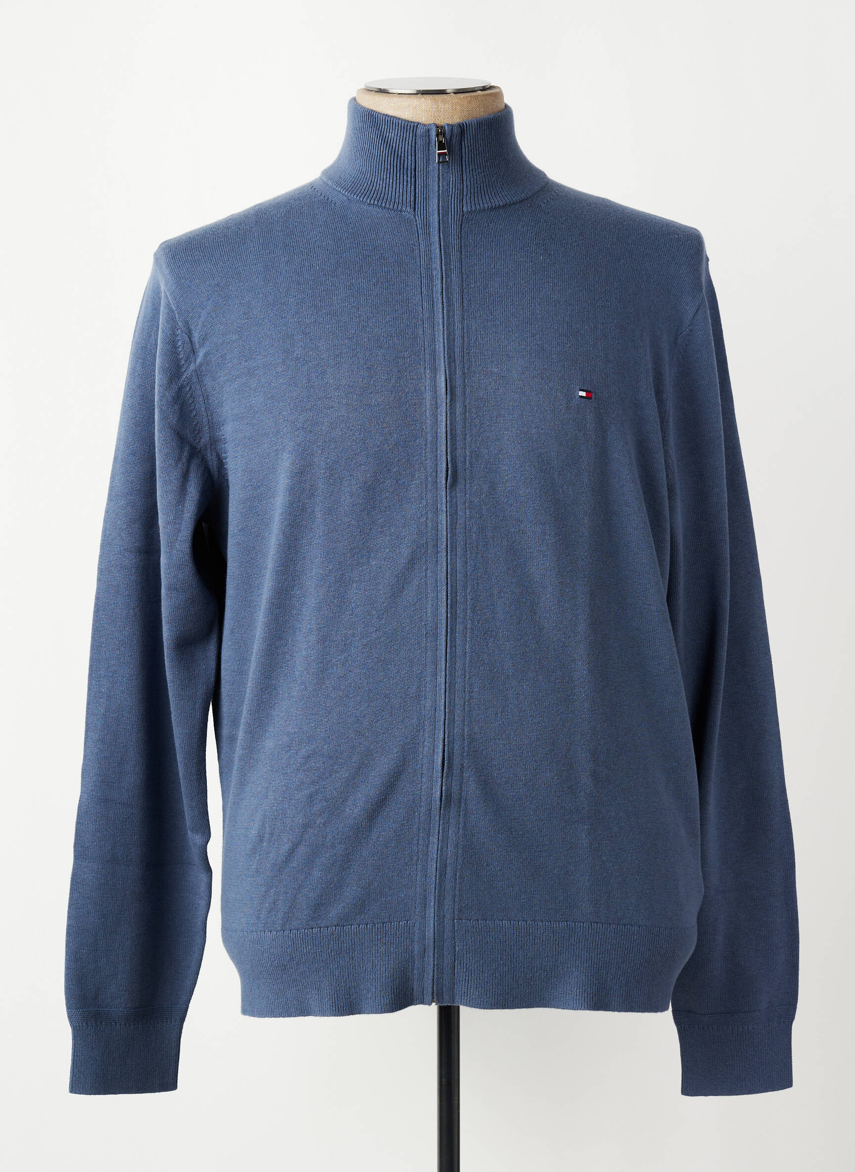 Gilet manches longues maille fine bleu TOMMY HILFIGER homme