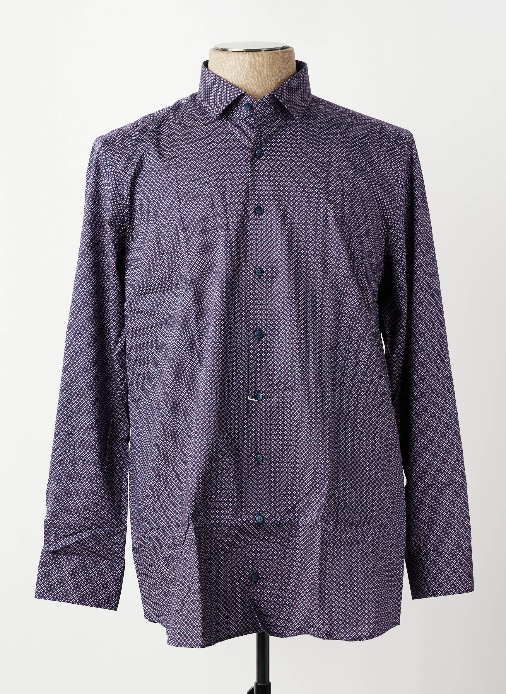 Chemise manches longues imprimé fantaisie bleu OLYMP homme