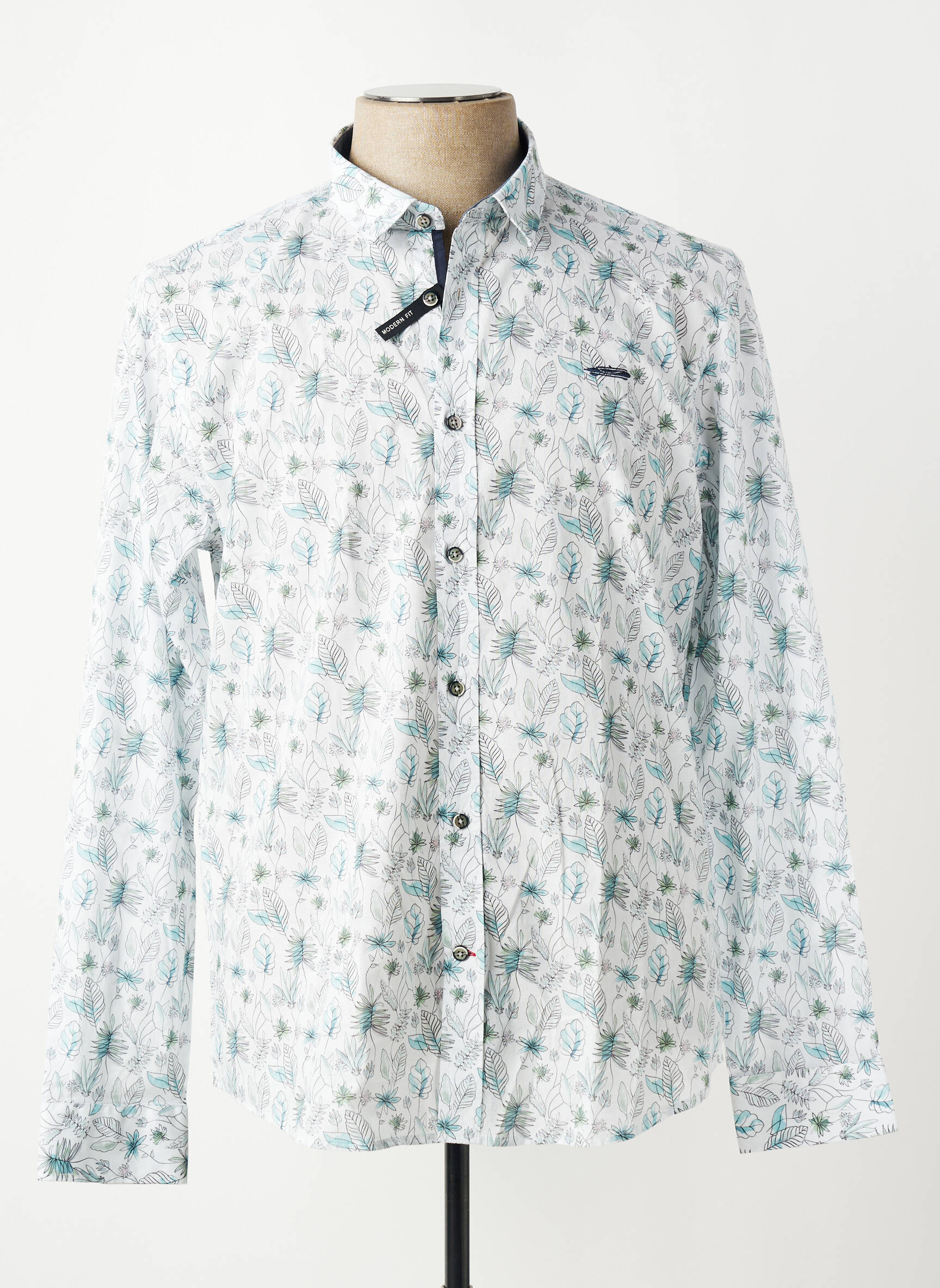 Chemise manches longues imprimé fantaisie blanc DELAHAYE homme