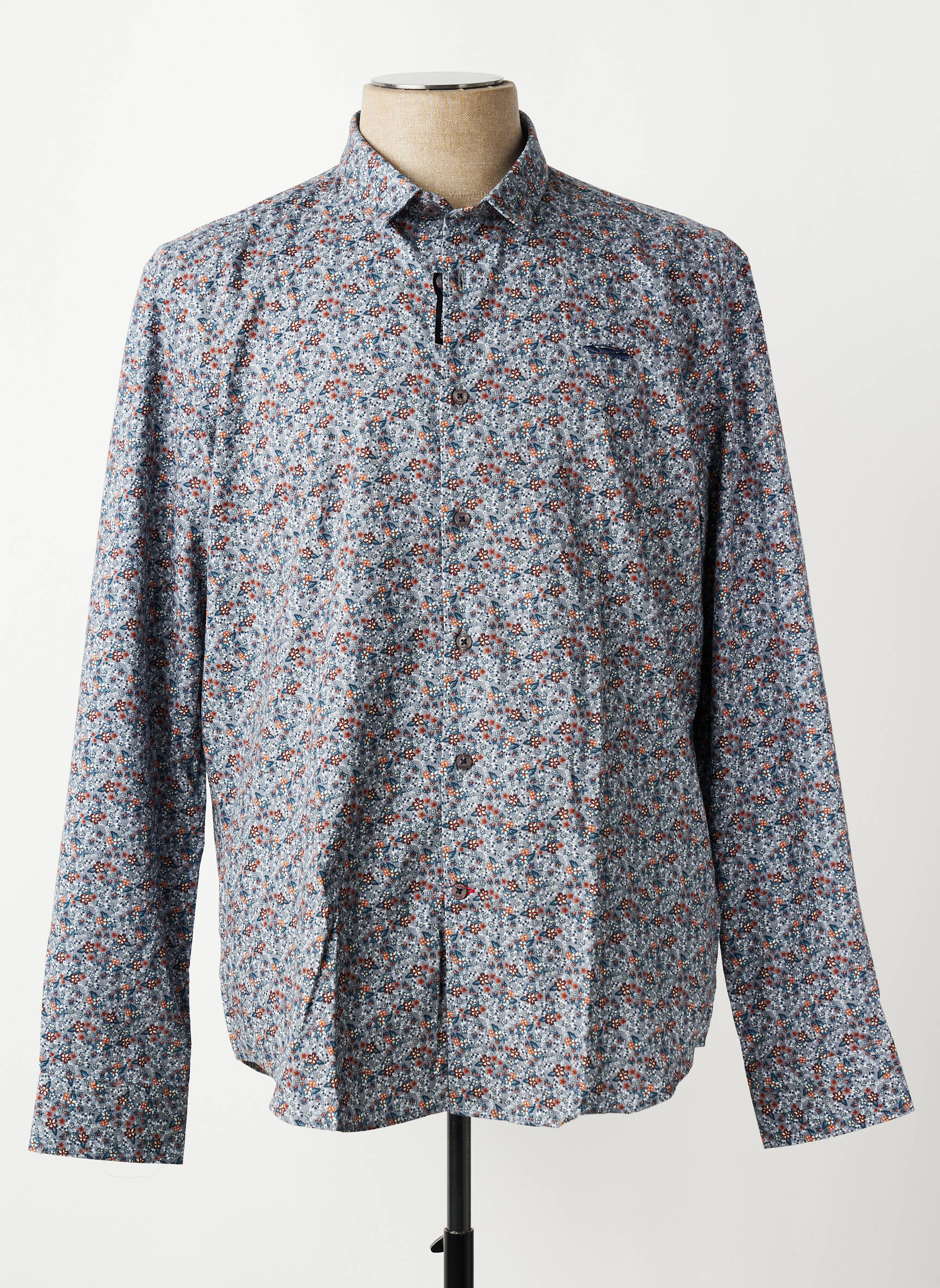 Chemise manches longues imprimé fantaisie gris DELAHAYE homme