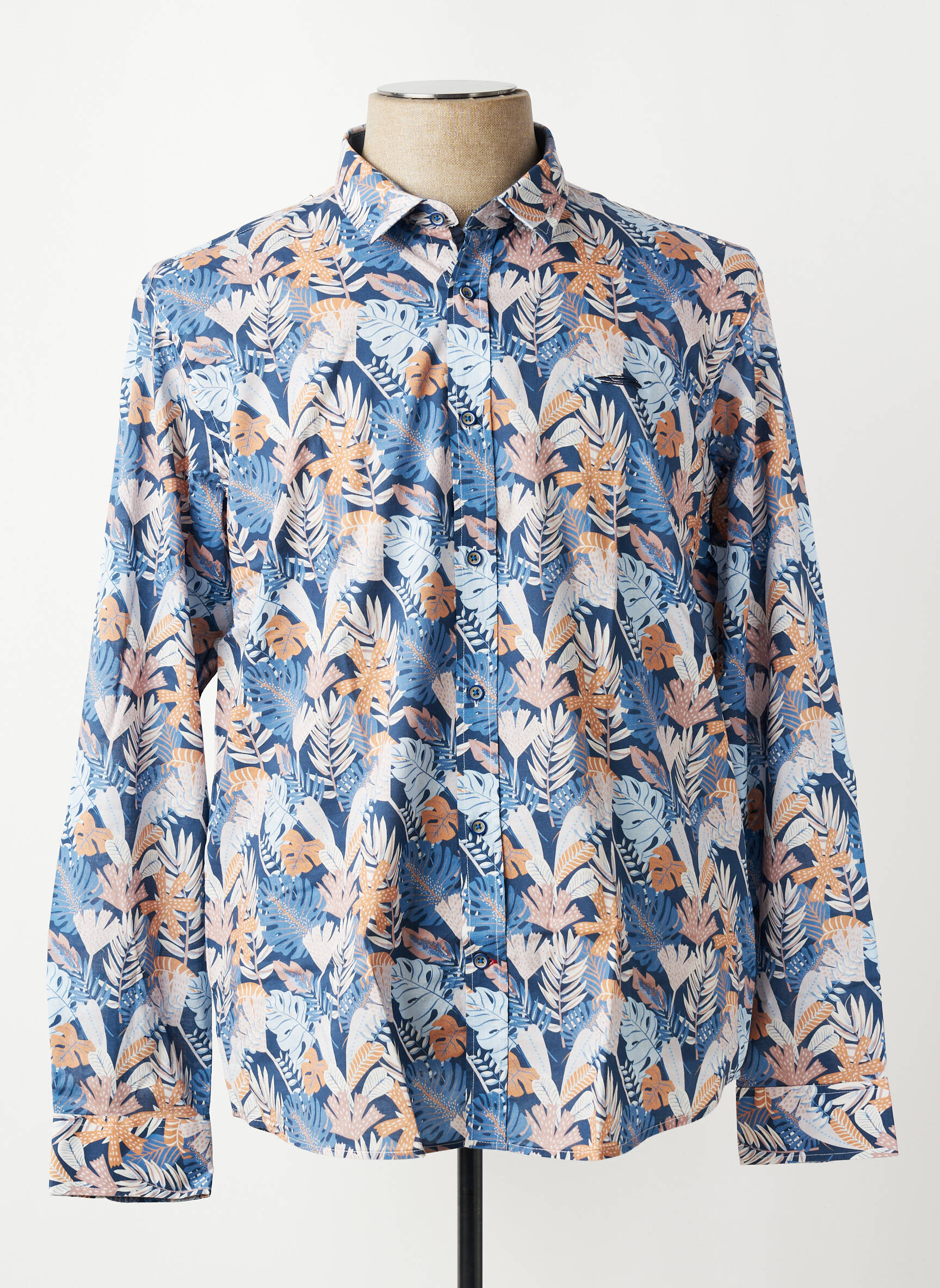 Chemise manches longues imprimé fantaisie bleu DELAHAYE homme