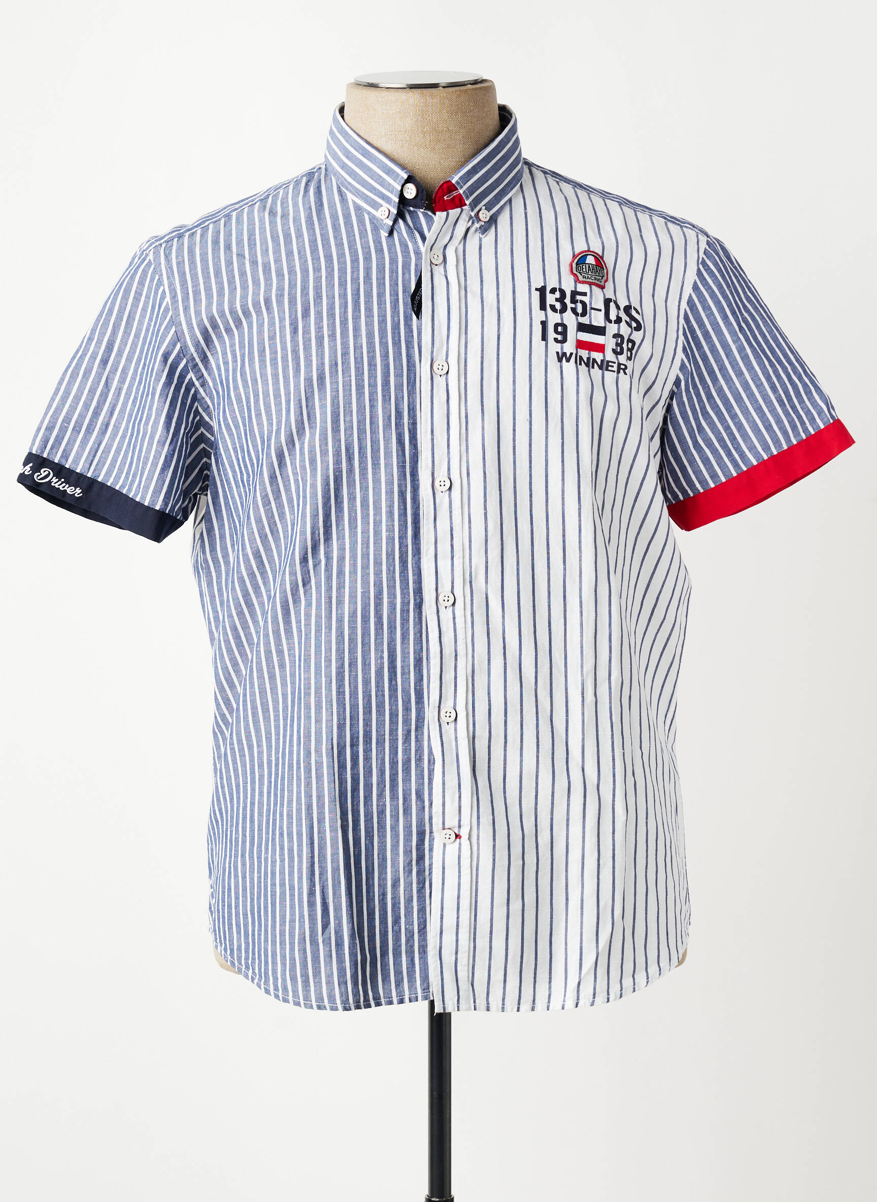 Chemise manches courtes coupe droite bleu DELAHAYE homme