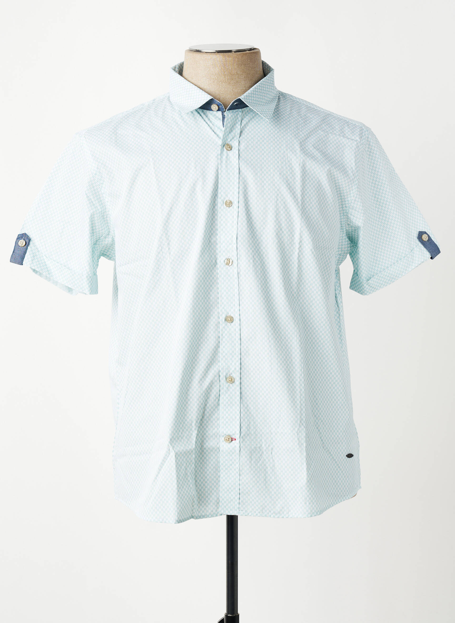 Chemise manches courtes imprimé fantaisie bleu DELAHAYE homme