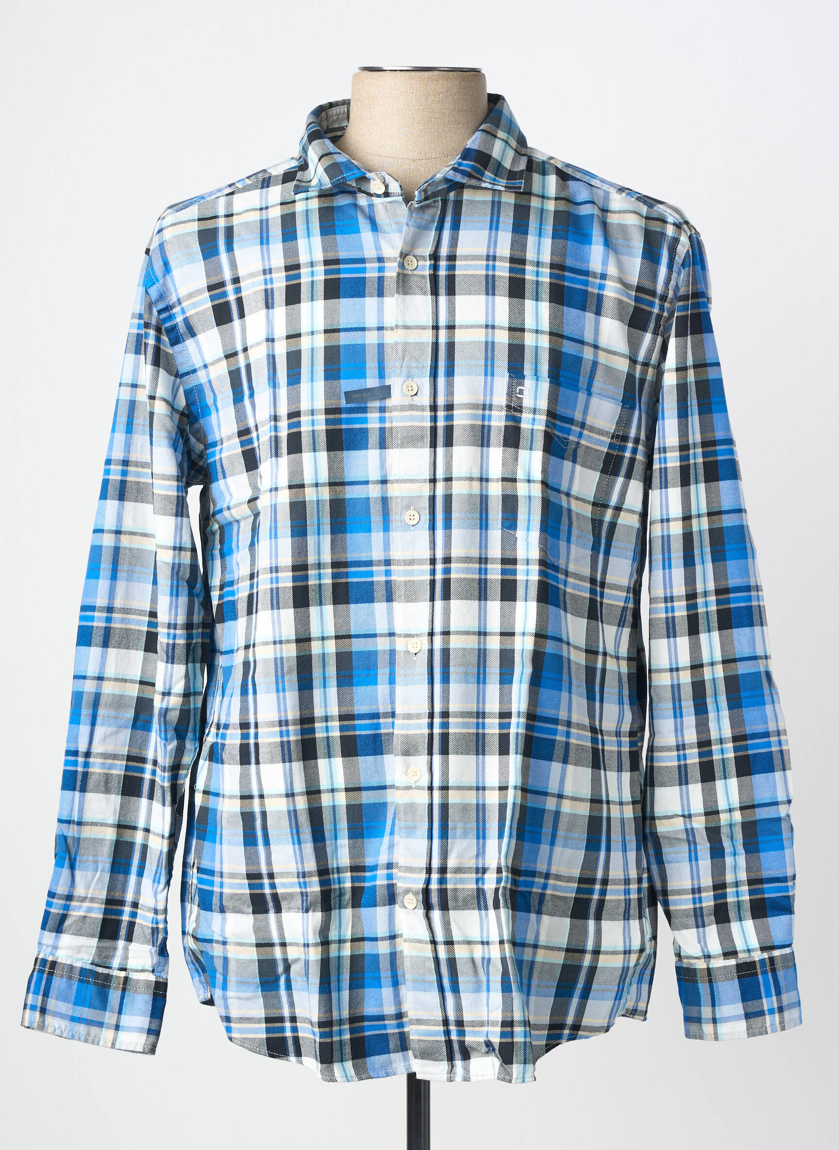 Chemise manches longues coupe droite bleu OLYMP homme