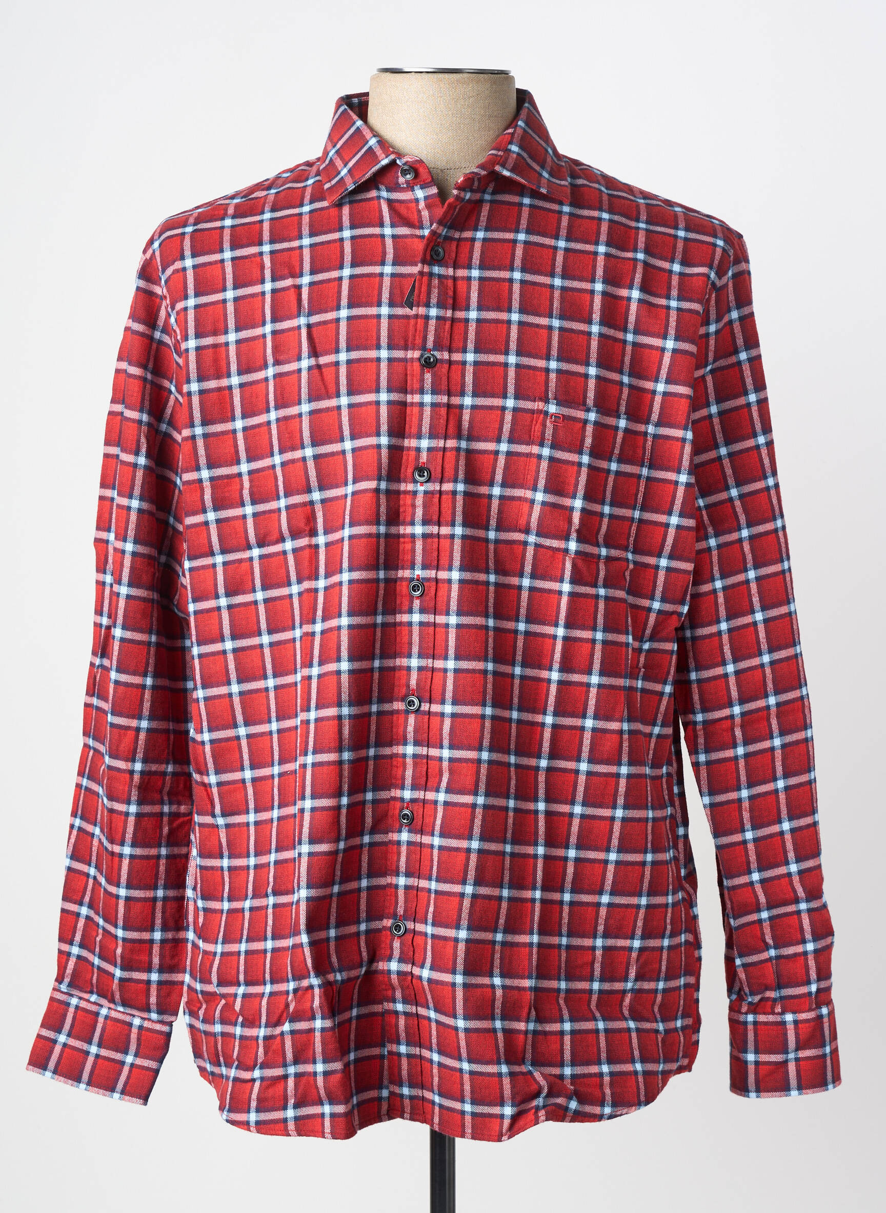 Chemise manches longues coupe droite rouge OLYMP homme