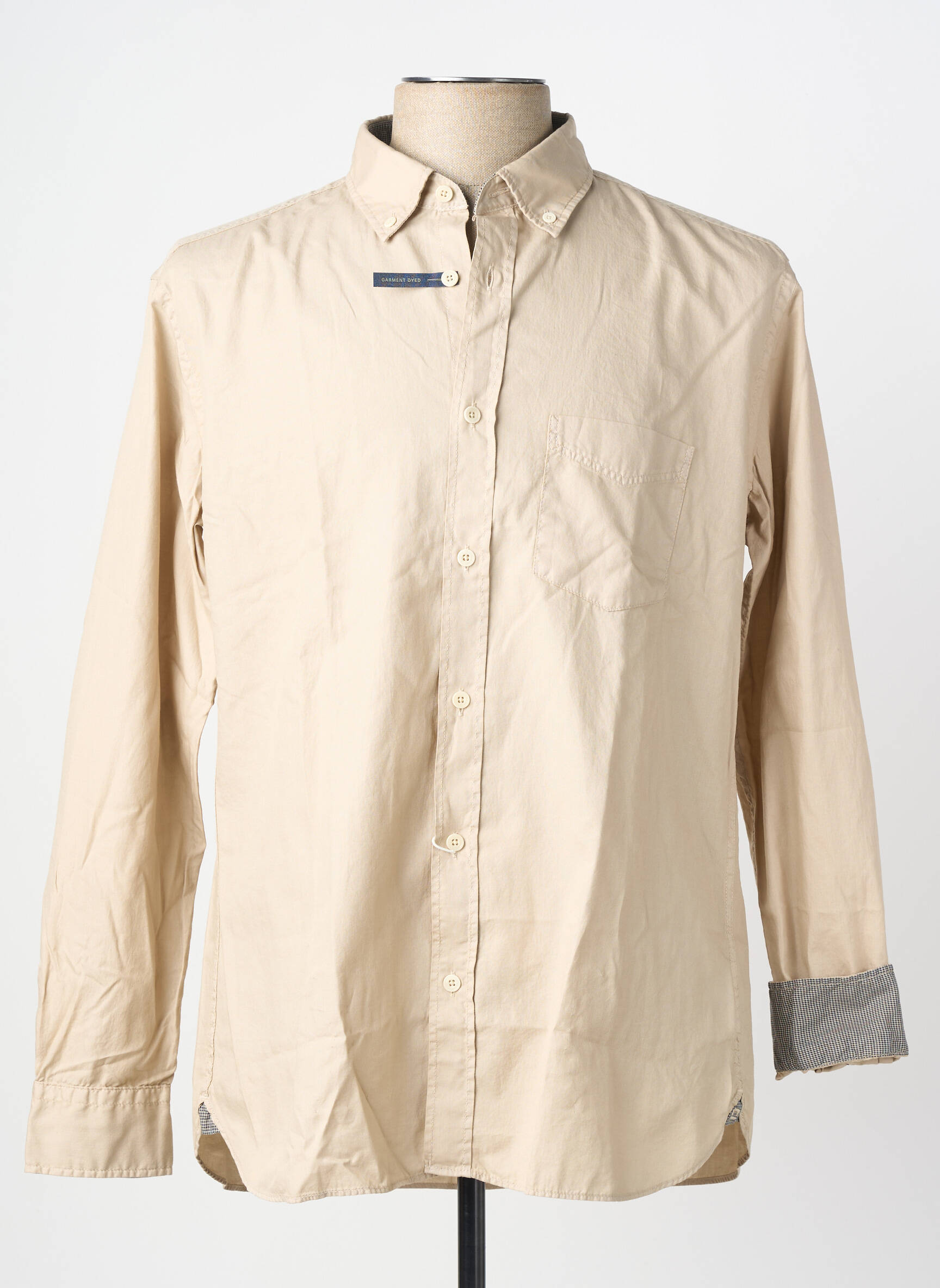 Chemise manches longues coupe droite beige OLYMP homme