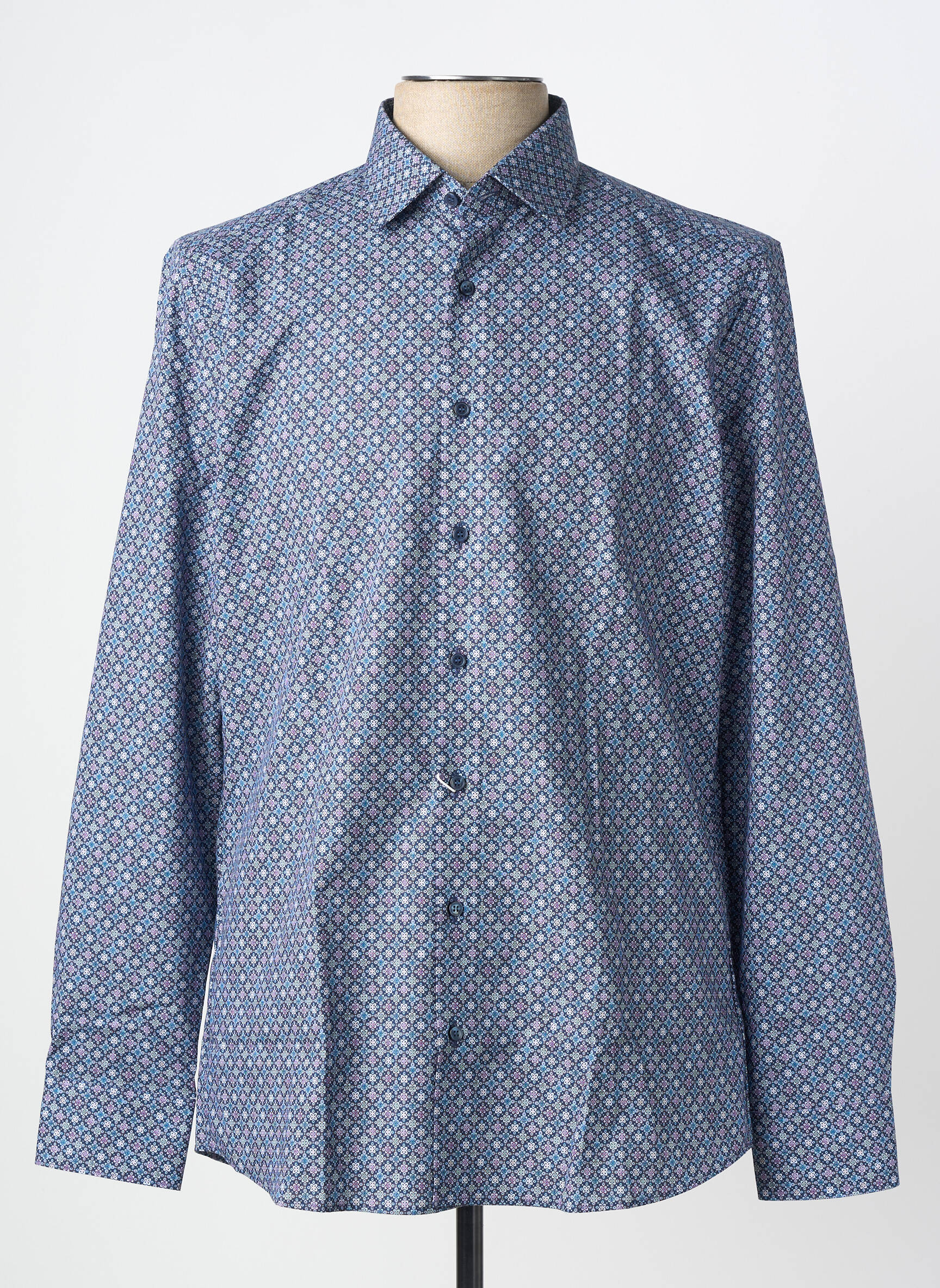 Chemise manches longues imprimé fantaisie bleu OLYMP homme