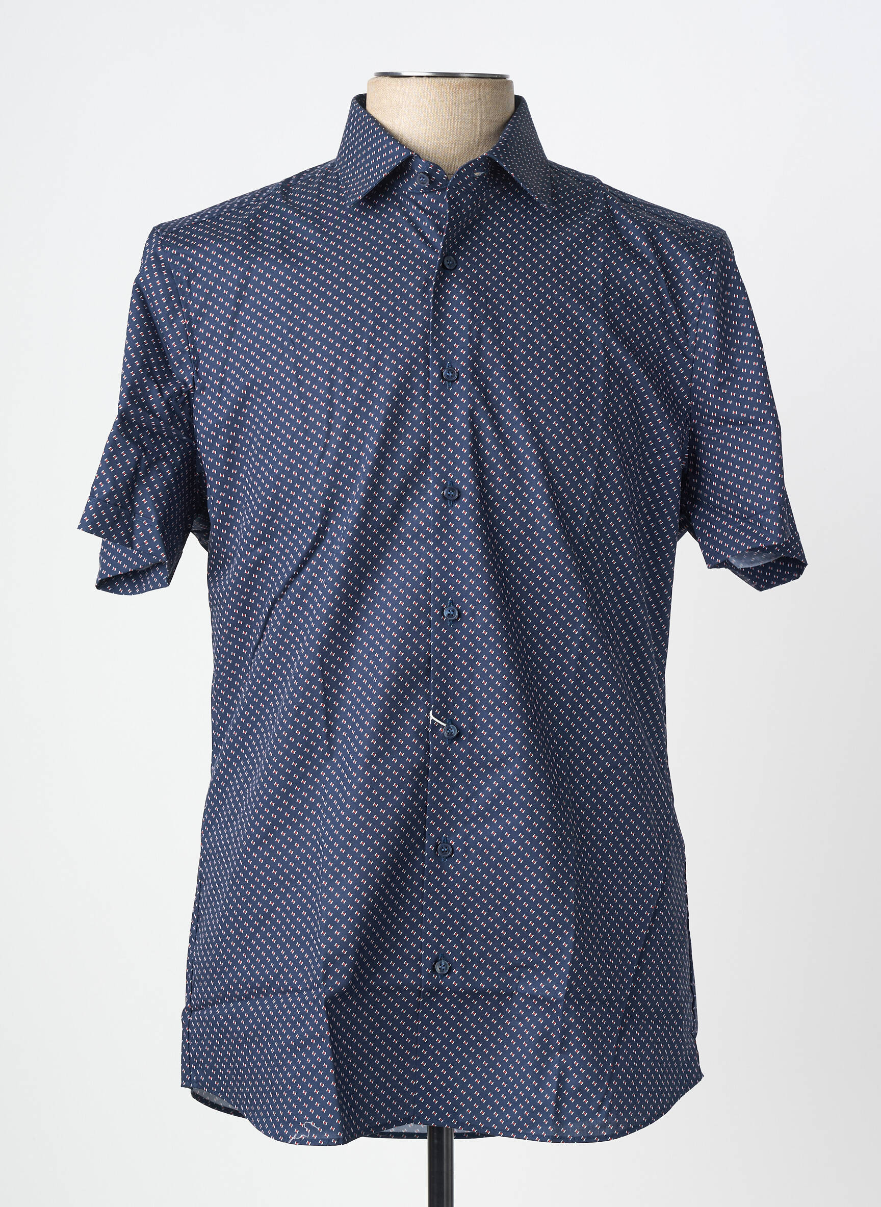 Chemise manches courtes imprimé fantaisie bleu OLYMP homme