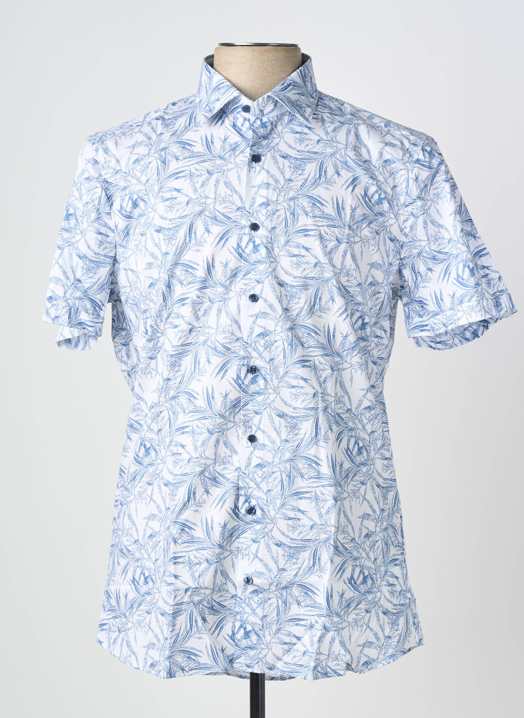 Chemise manches courtes imprimé fantaisie bleu OLYMP homme