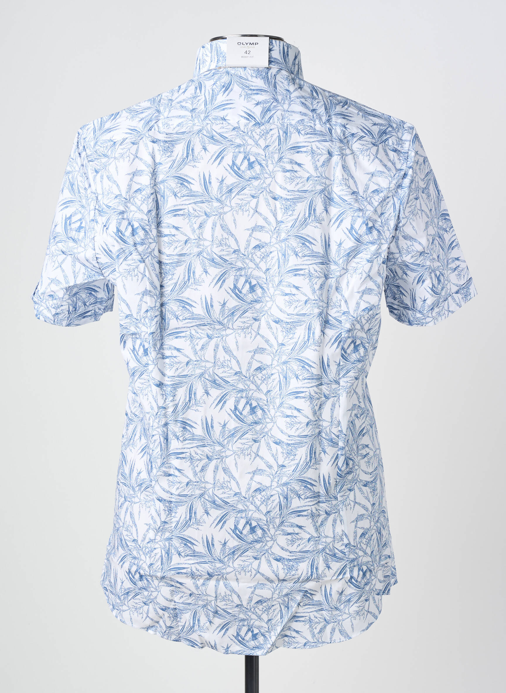 Chemise manches courtes imprimé fantaisie bleu OLYMP homme