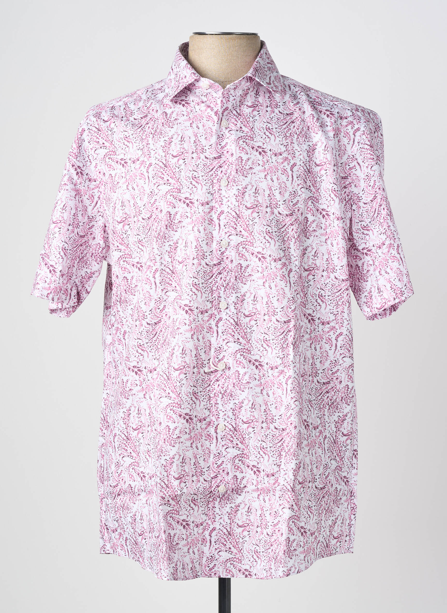 Chemise manches courtes imprimé fantaisie rose OLYMP homme