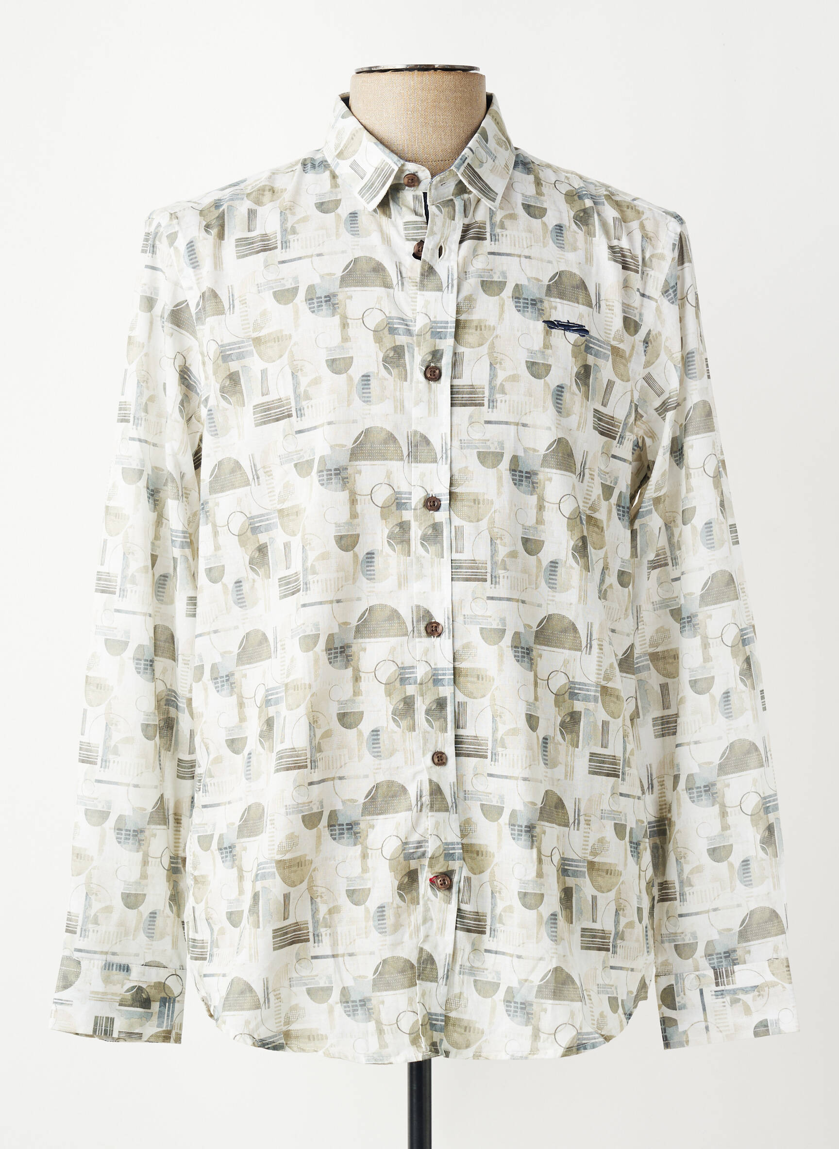 Chemise manches longues coupe cintrée beige DELAHAYE homme