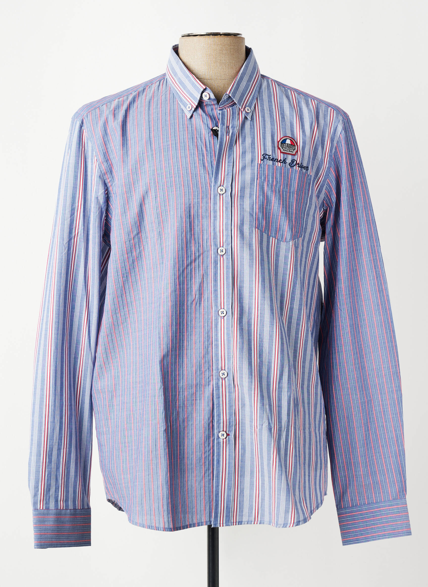 Chemise manches longues poches bleu DELAHAYE homme
