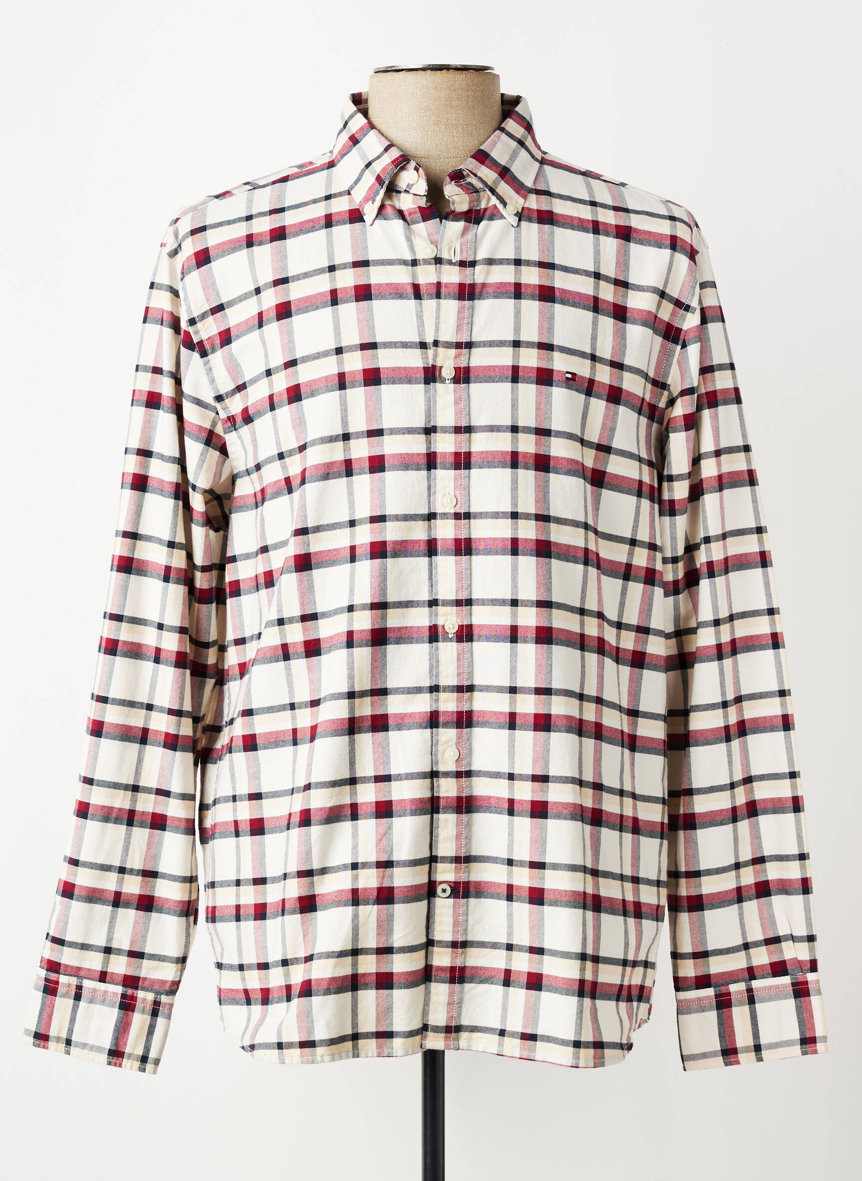 Chemise manches longues imprimé écossais rouge TOMMY HILFIGER homme
