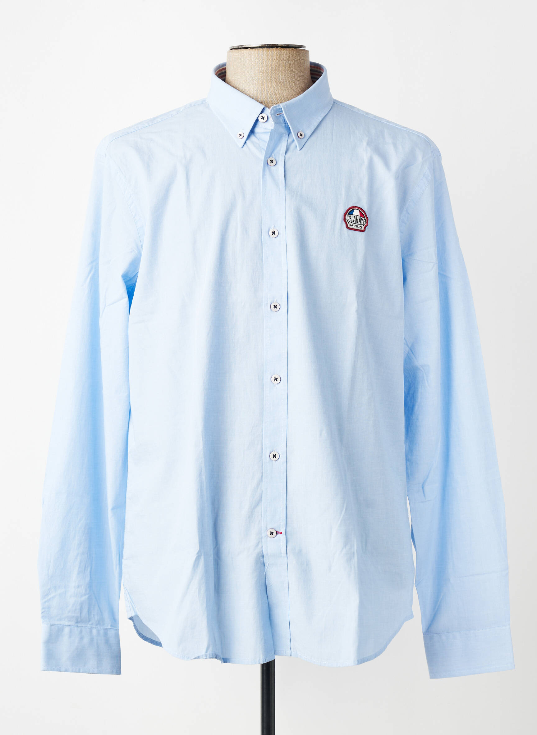 Chemise manches longues coupe cintrée bleu DELAHAYE homme
