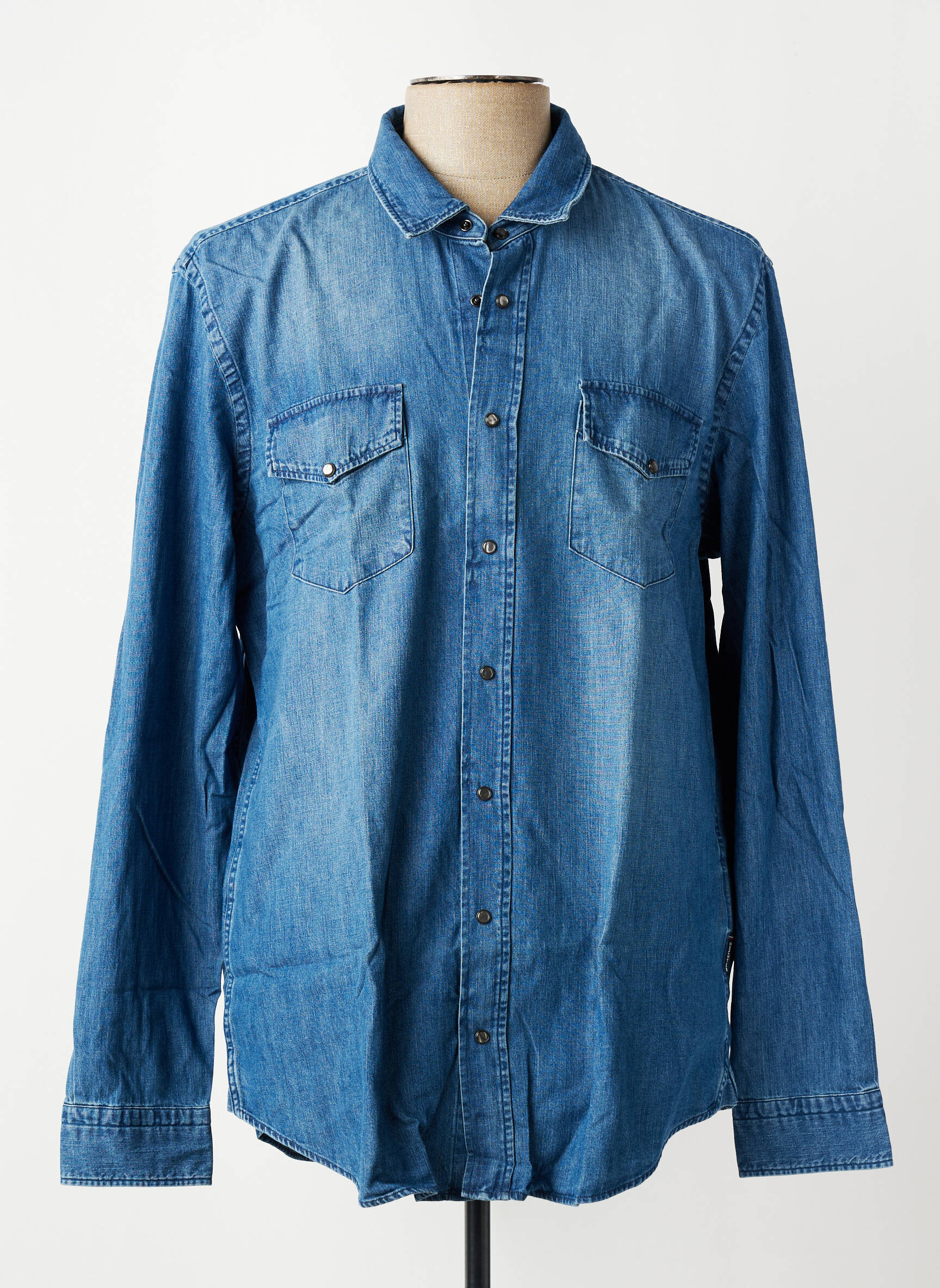 Chemise manches longues poches bleu DANIEL HECHTER homme