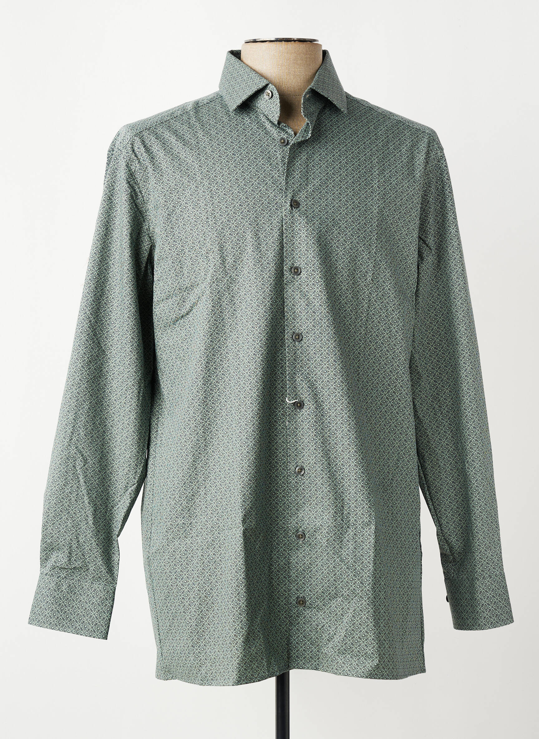 Chemise manches longues coupe cintrée vert OLYMP homme