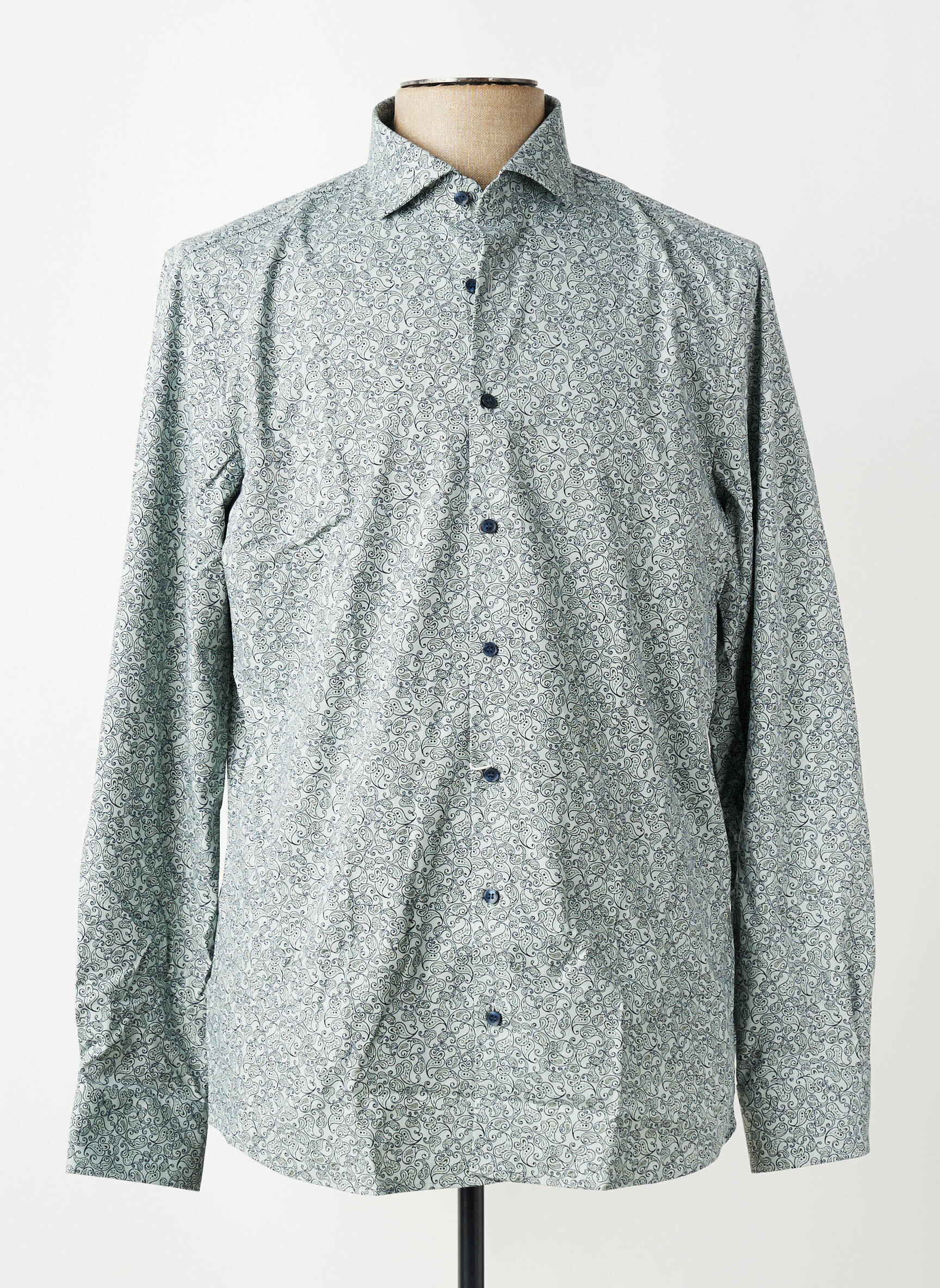 Chemise manches longues coupe cintrée vert OLYMP homme