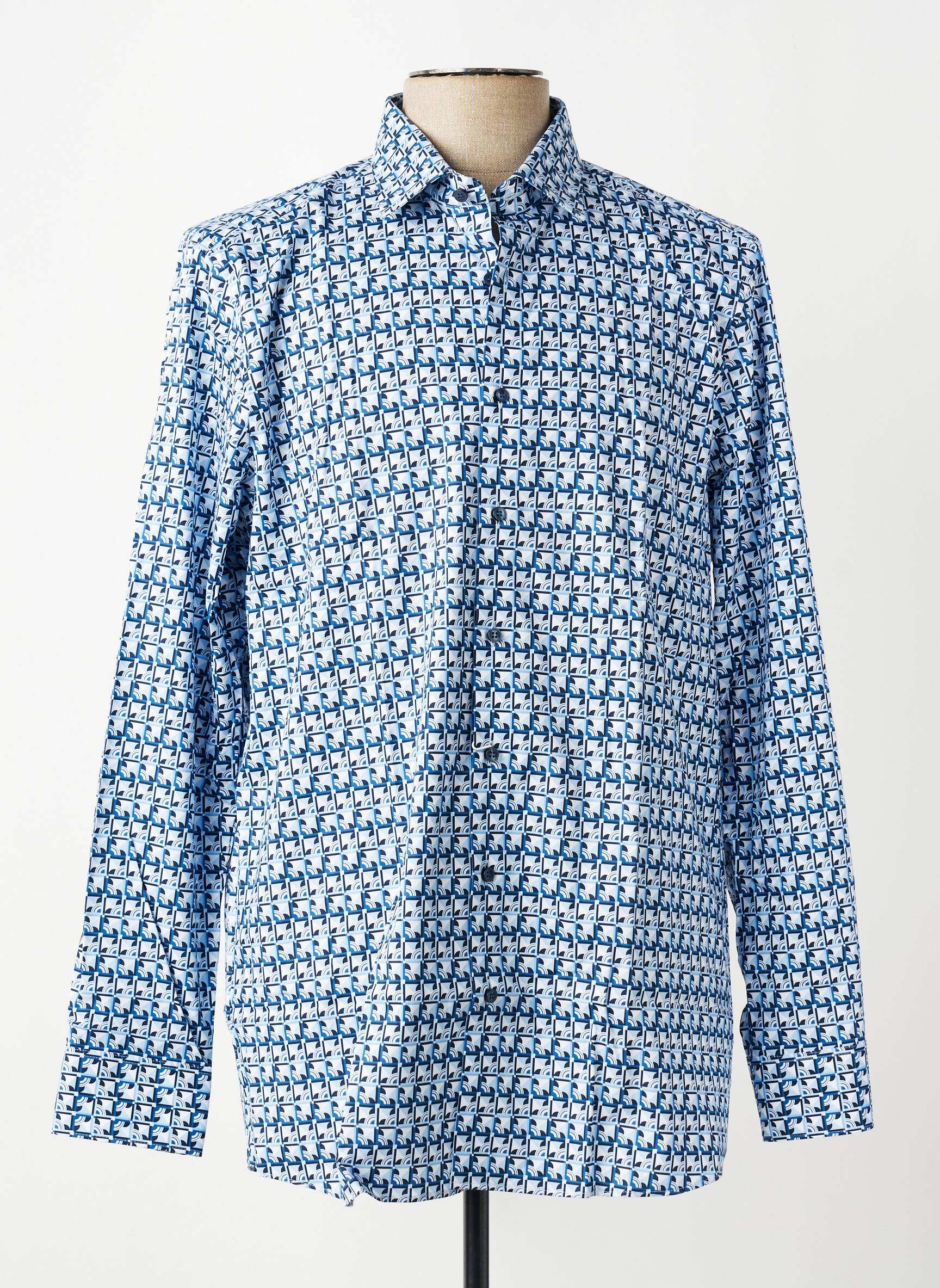 Chemise manches longues imprimé fantaisie bleu OLYMP homme