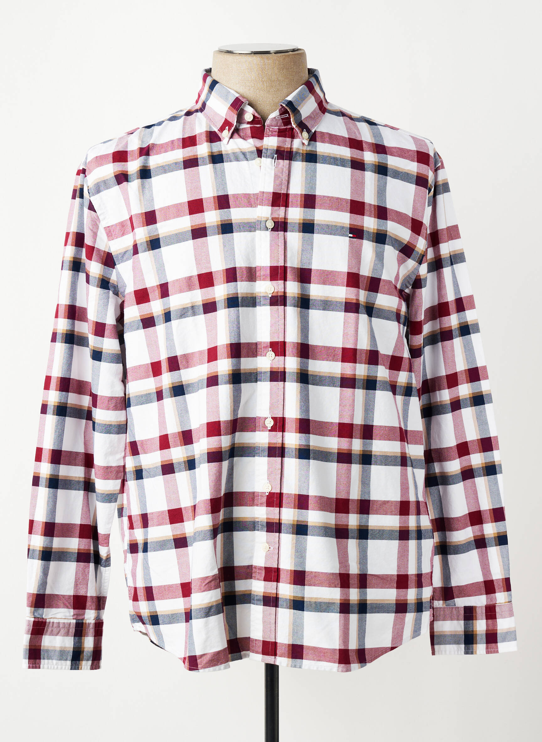 Chemise manches longues imprimé écossais rouge TOMMY HILFIGER homme
