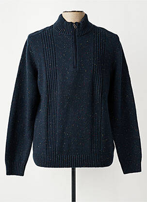 Pull maille tricot manches longues bleu DELAHAYE homme