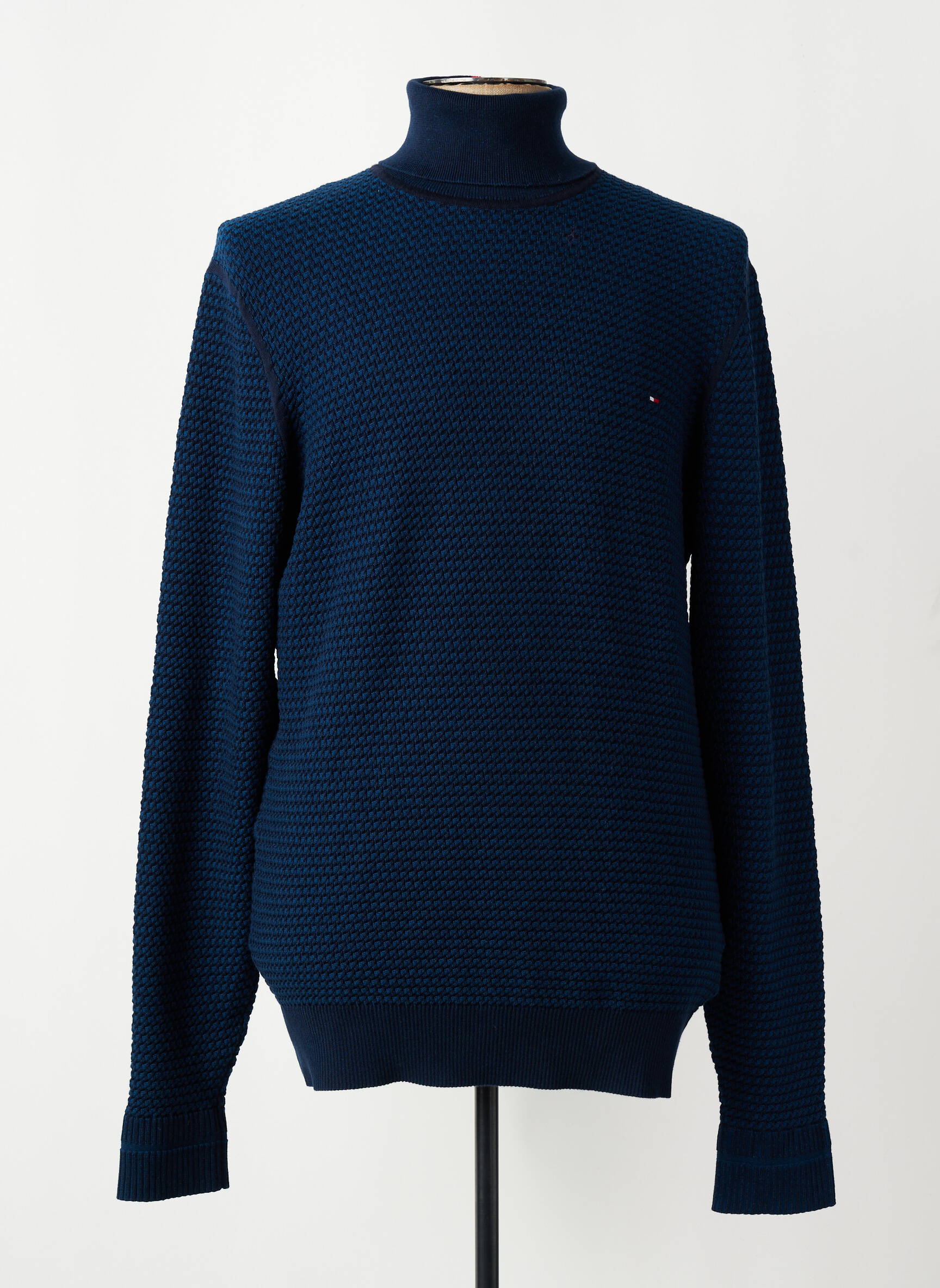 Pull col roulé manches longues manches longues bleu TOMMY HILFIGER homme