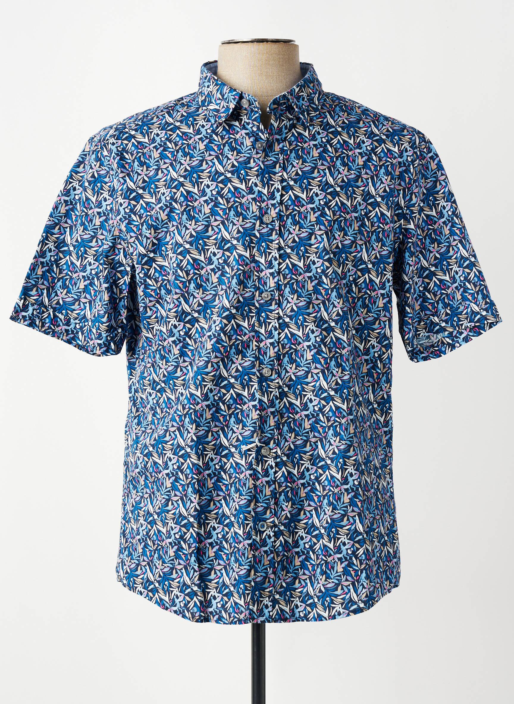 Chemise manches courtes imprimé fantaisie bleu OLYMP homme