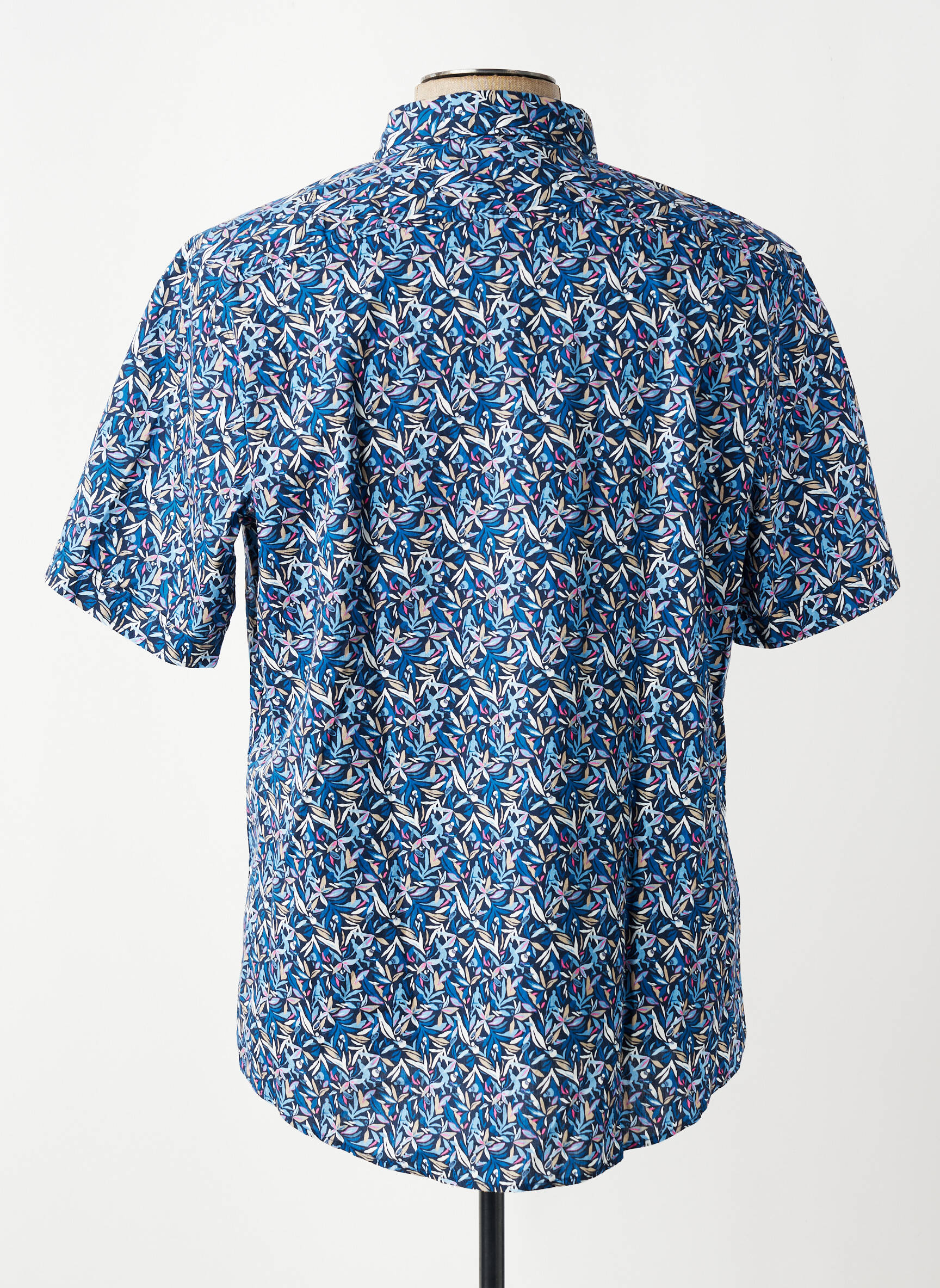 Chemise manches courtes imprimé fantaisie bleu OLYMP homme