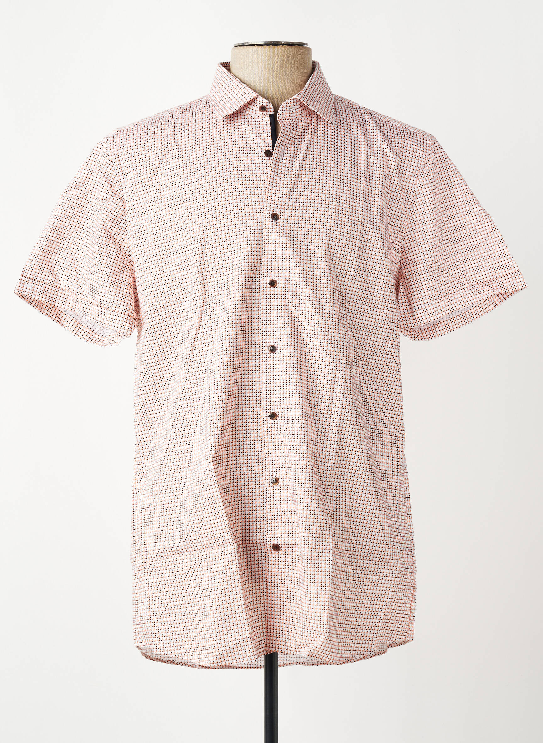 Chemise manches courtes imprimé fantaisie orange OLYMP homme
