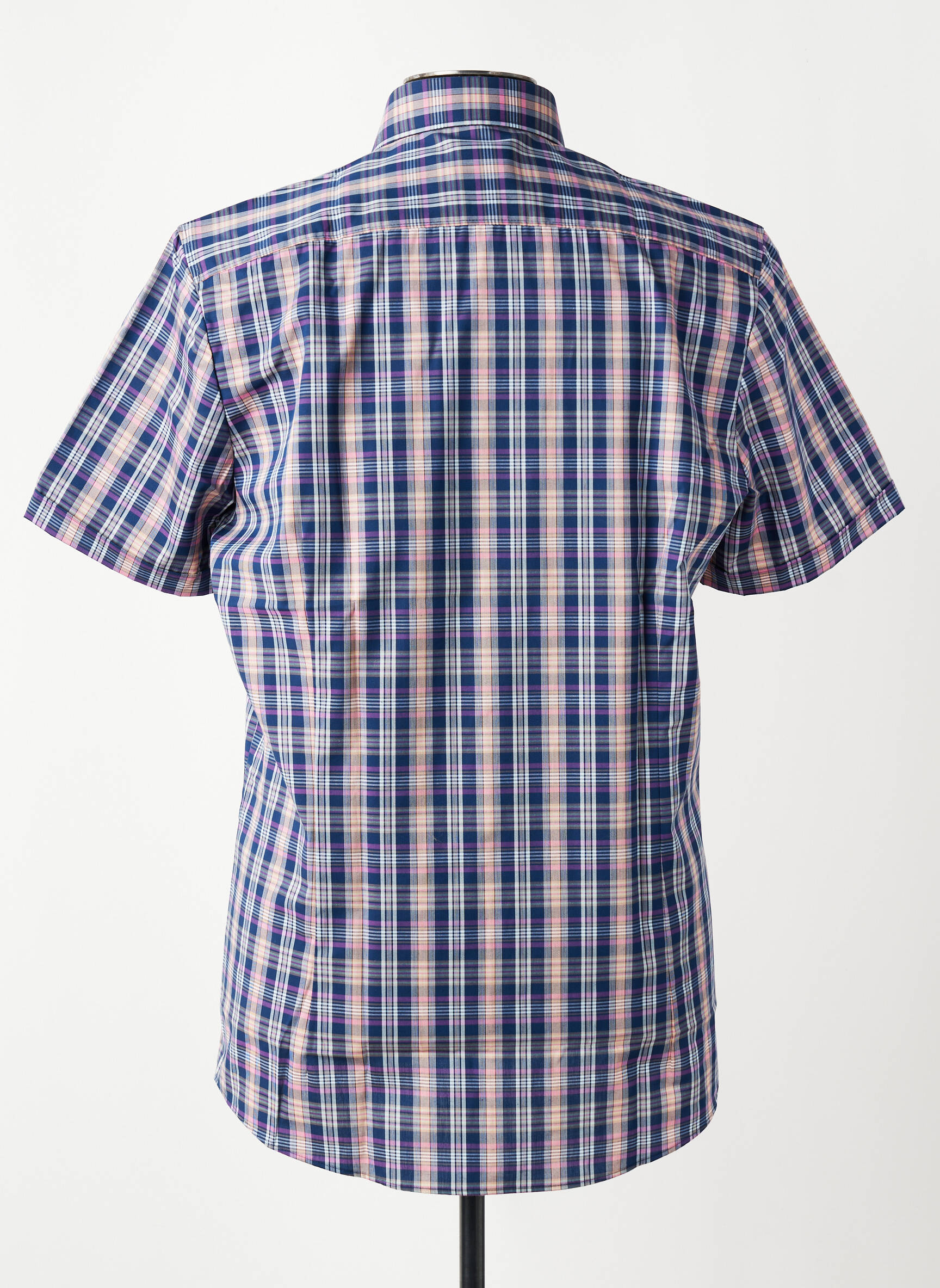 Chemise manches courtes imprimé carreaux bleu OLYMP homme