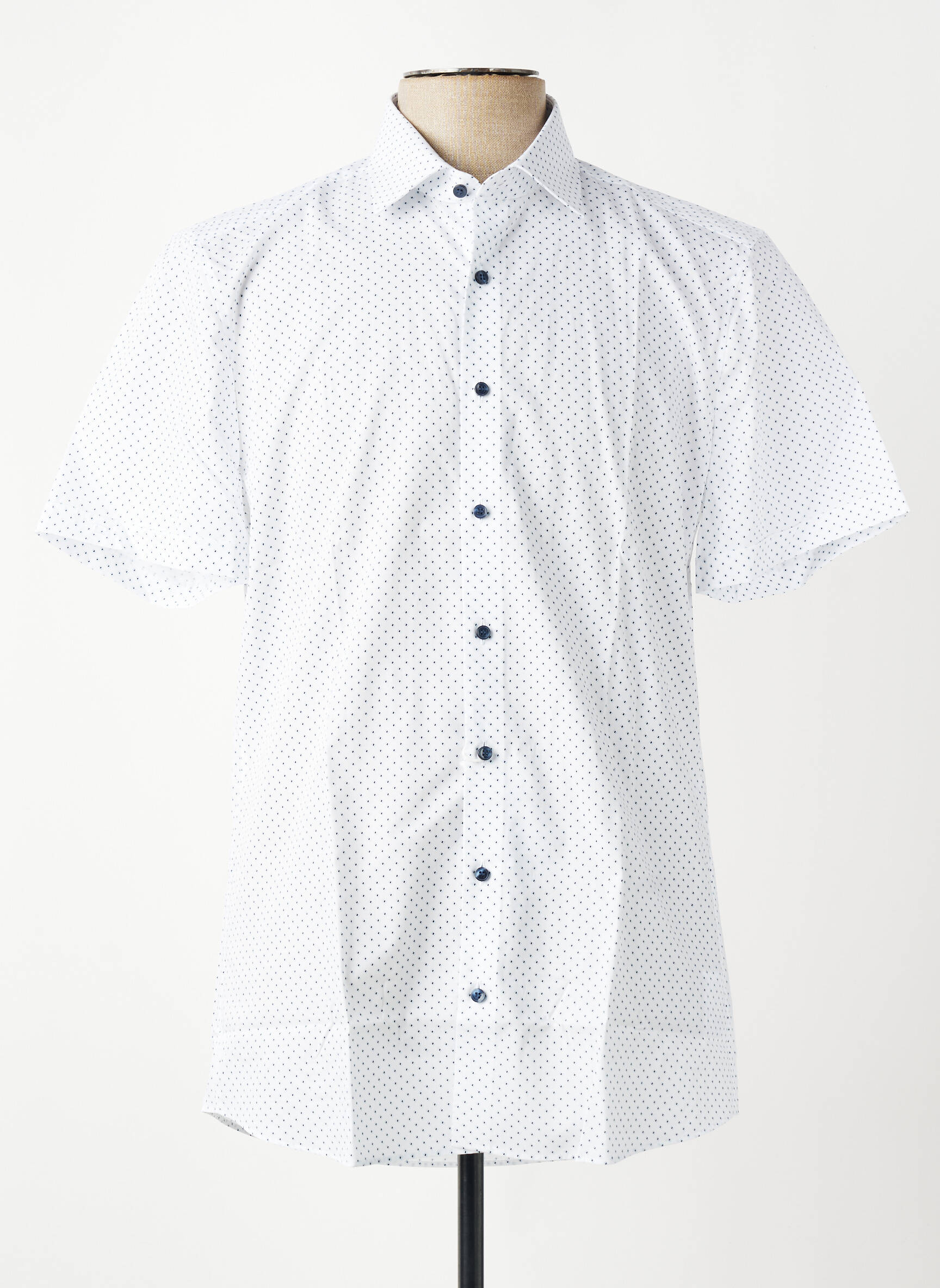 Chemise manches courtes imprimé fantaisie blanc OLYMP homme
