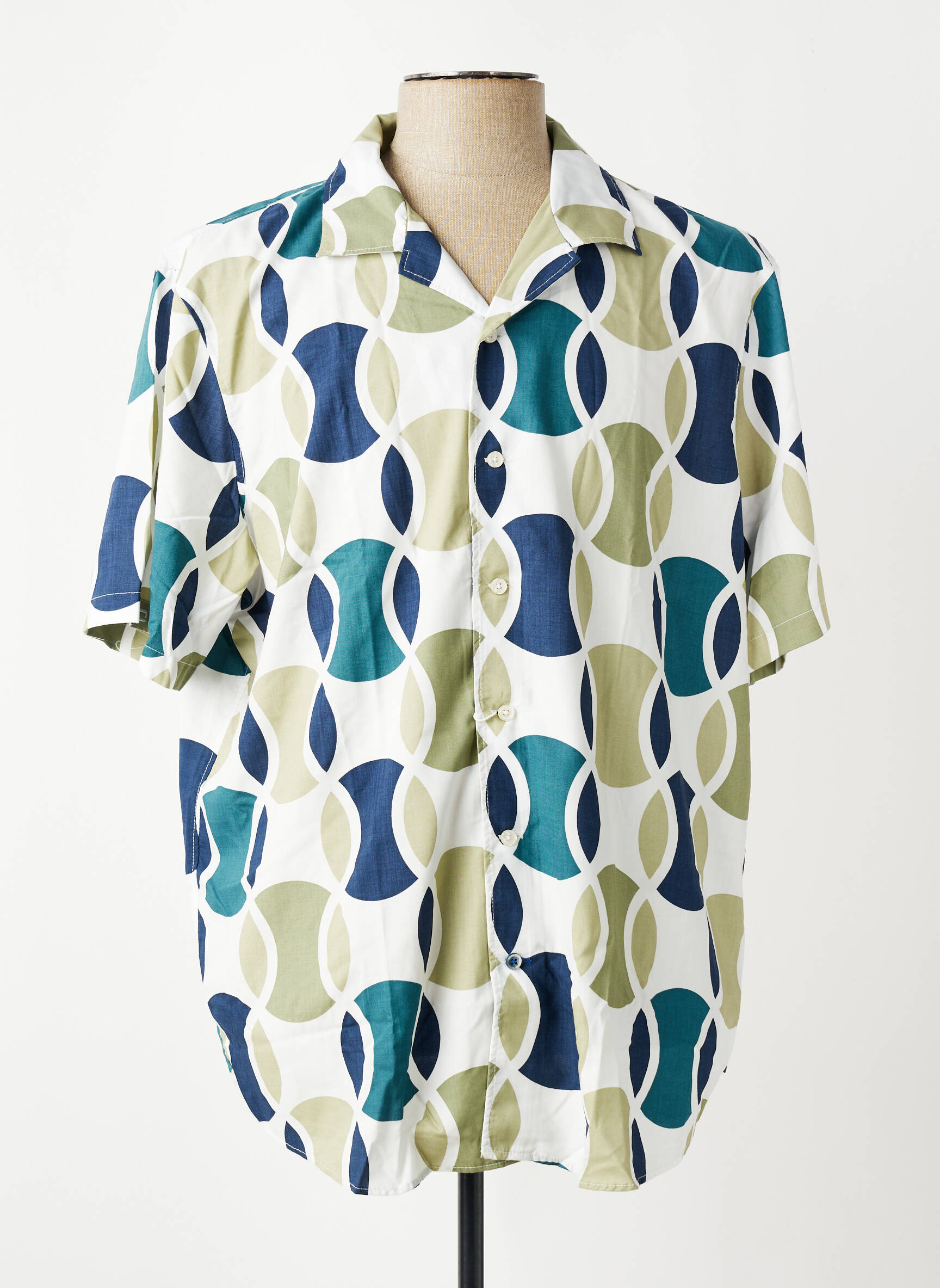 Chemise manches courtes imprimé fantaisie vert OLYMP homme