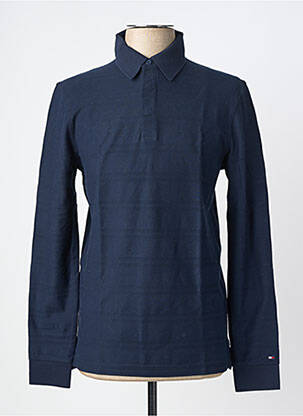 Pull col polo manches longues bleu TOMMY HILFIGER homme