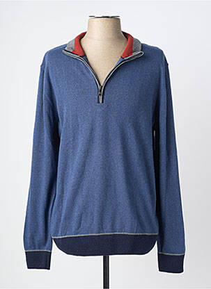 Pull tissage chiné manches longues bleu MASSIMO BONI homme