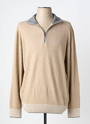 Pull tissage chiné manches longues beige MASSIMO BONI homme