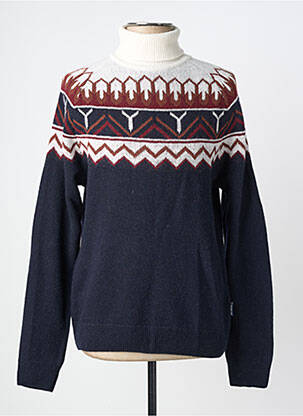 Pull col roulé manches longues manches longues bleu DANIEL HECHTER homme