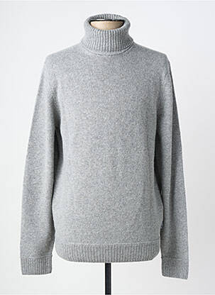 Pull col roulé stretch manches longues gris DANIEL HECHTER homme
