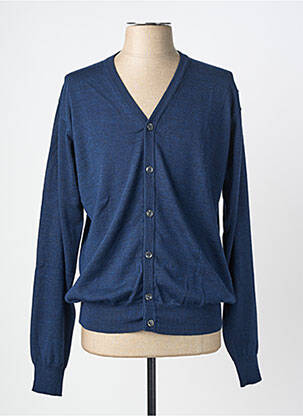 Gilet manches longues col v bleu MASSIMO BONI homme