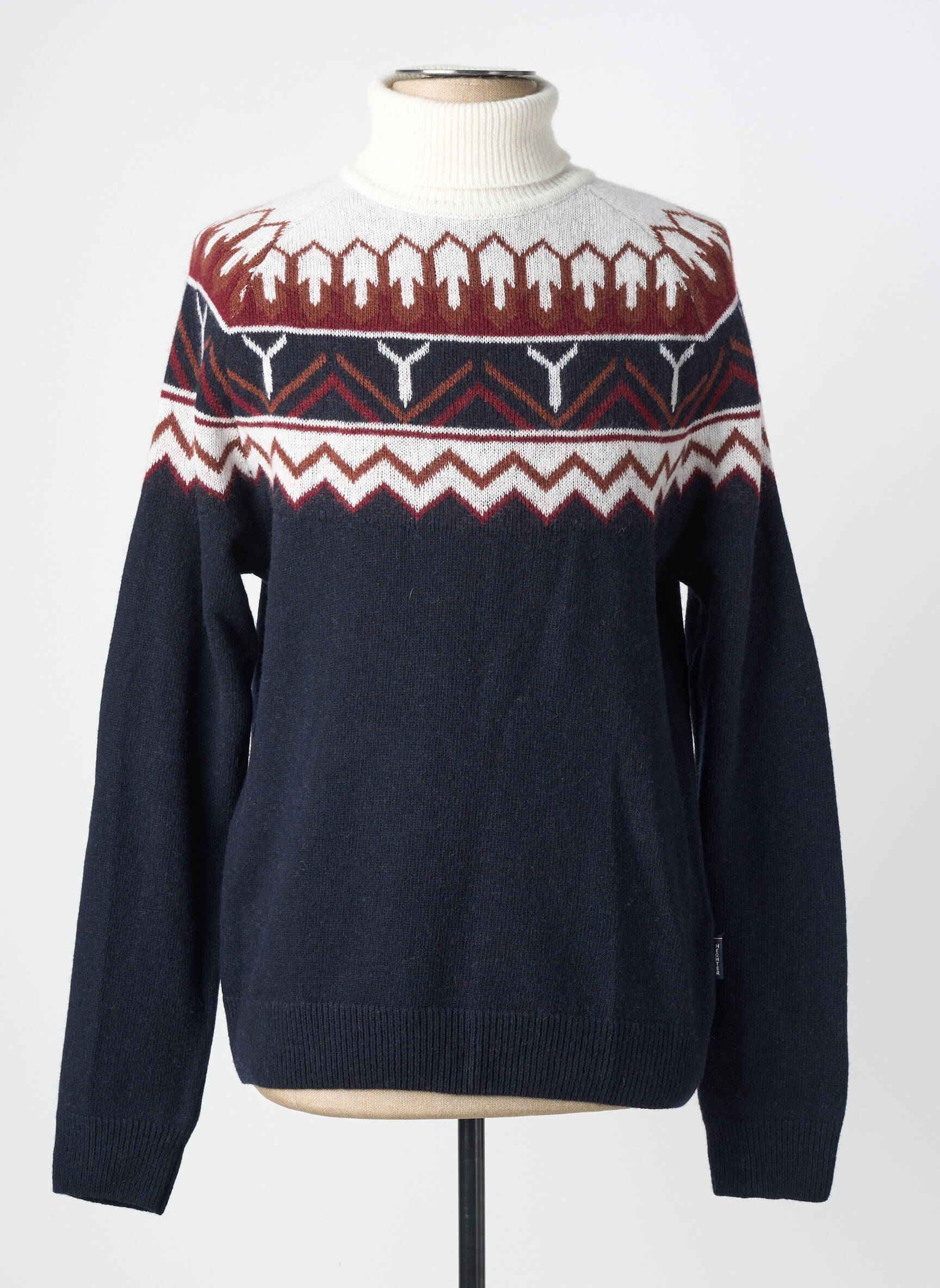 Pull col roulé manches longues manches longues bleu DANIEL HECHTER homme