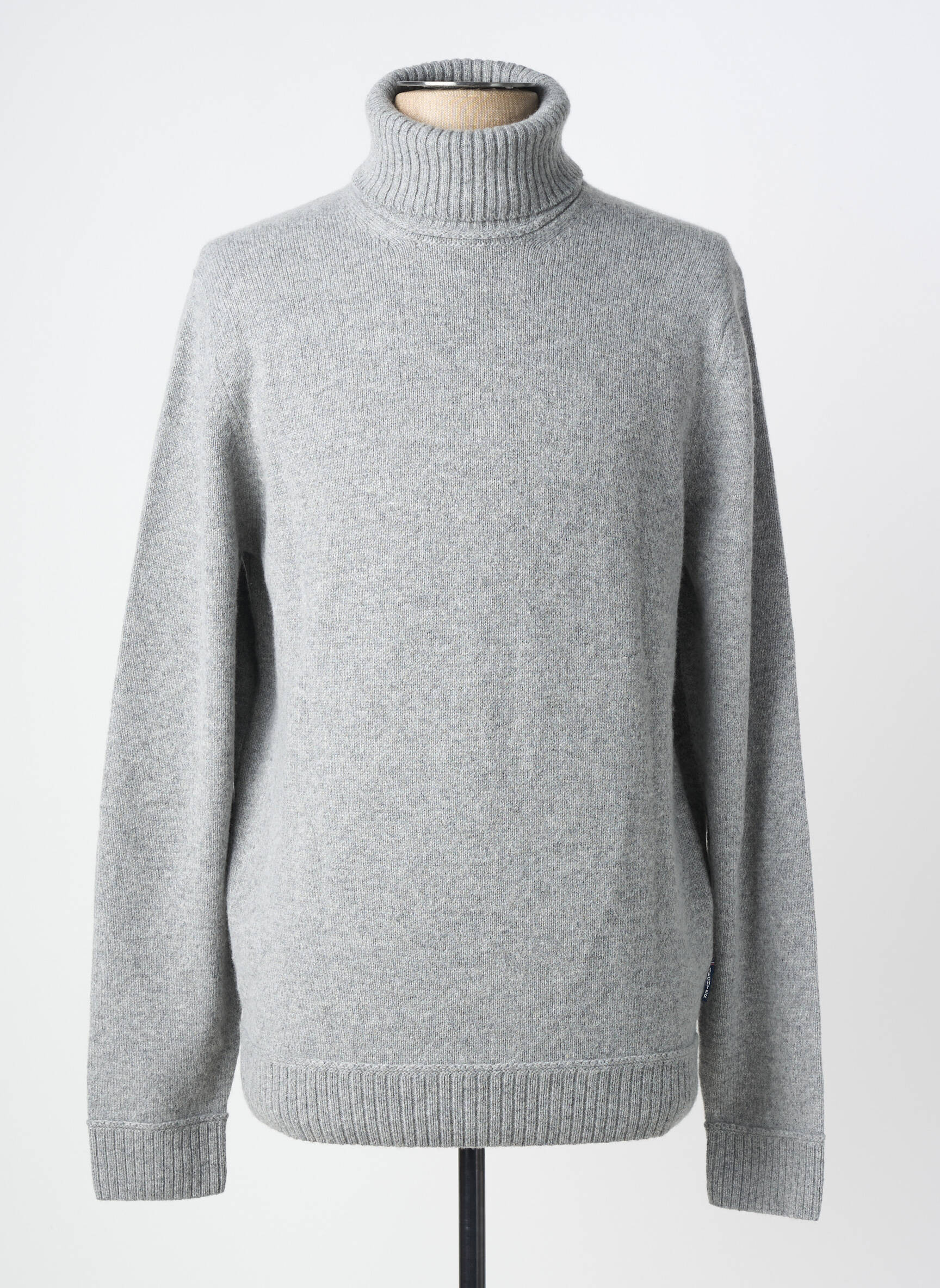 Pull col roulé stretch manches longues gris DANIEL HECHTER homme