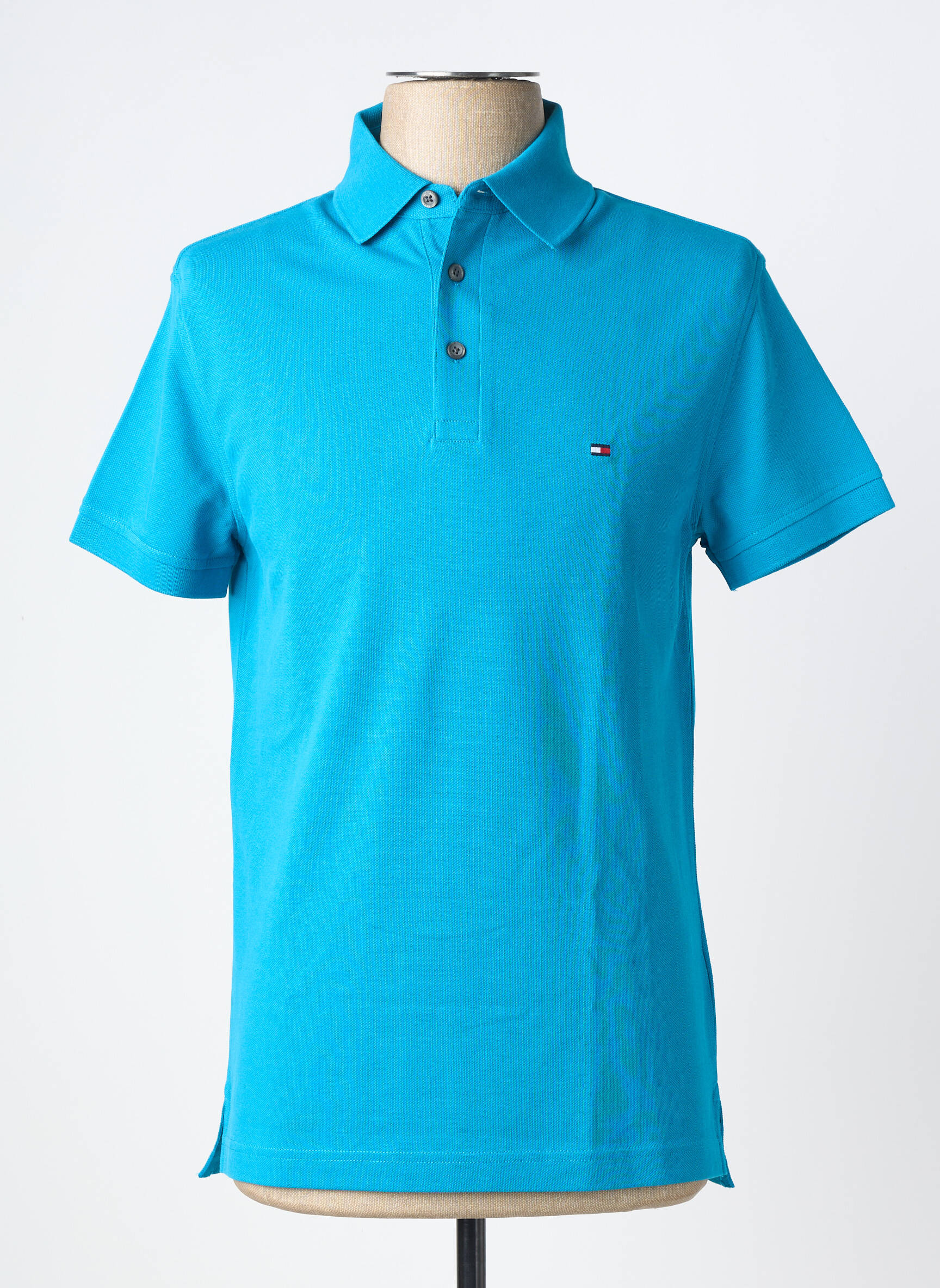 Polo stretch manches courtes bleu TOMMY HILFIGER homme