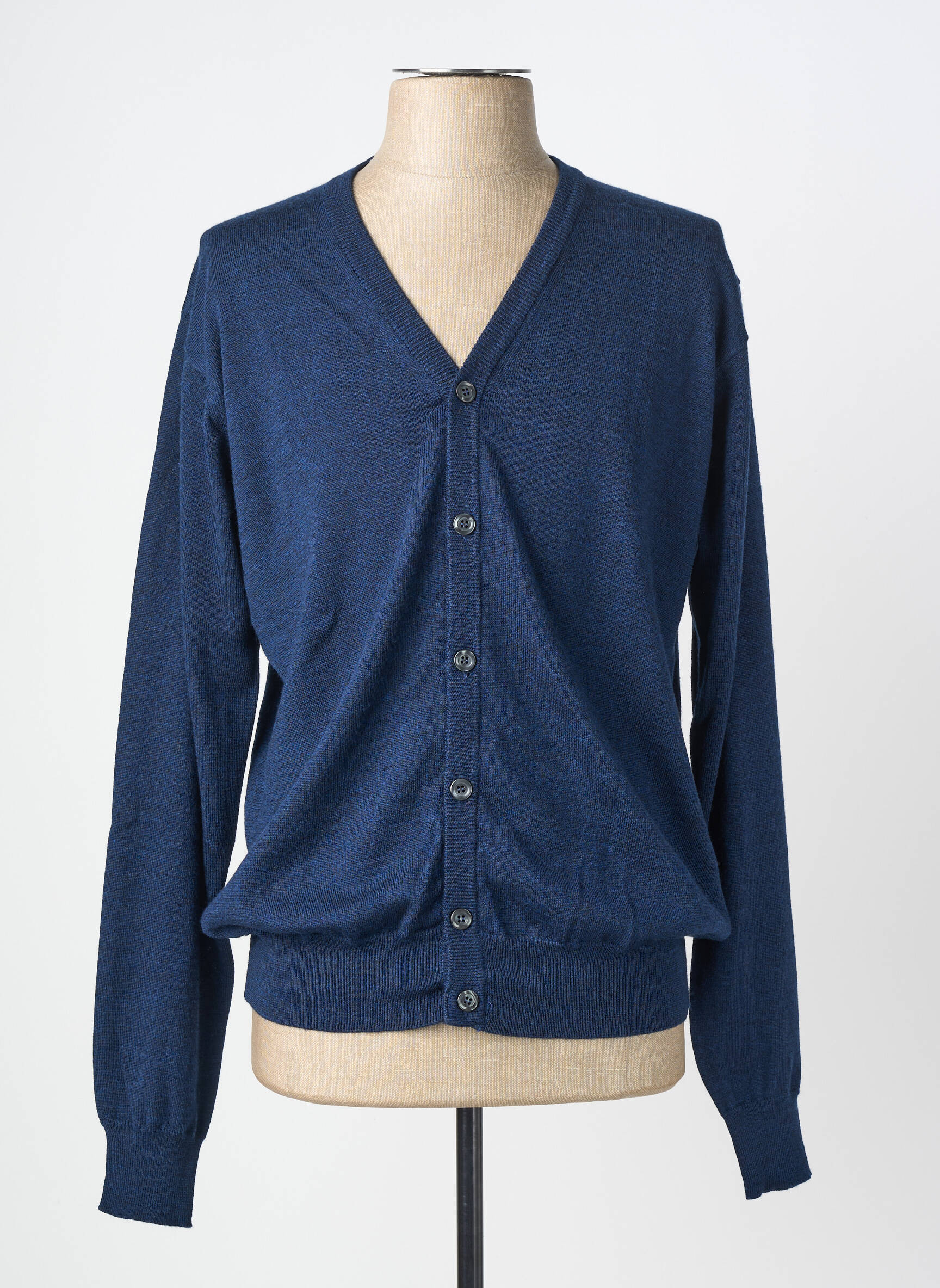 Gilet manches longues col v bleu MASSIMO BONI homme