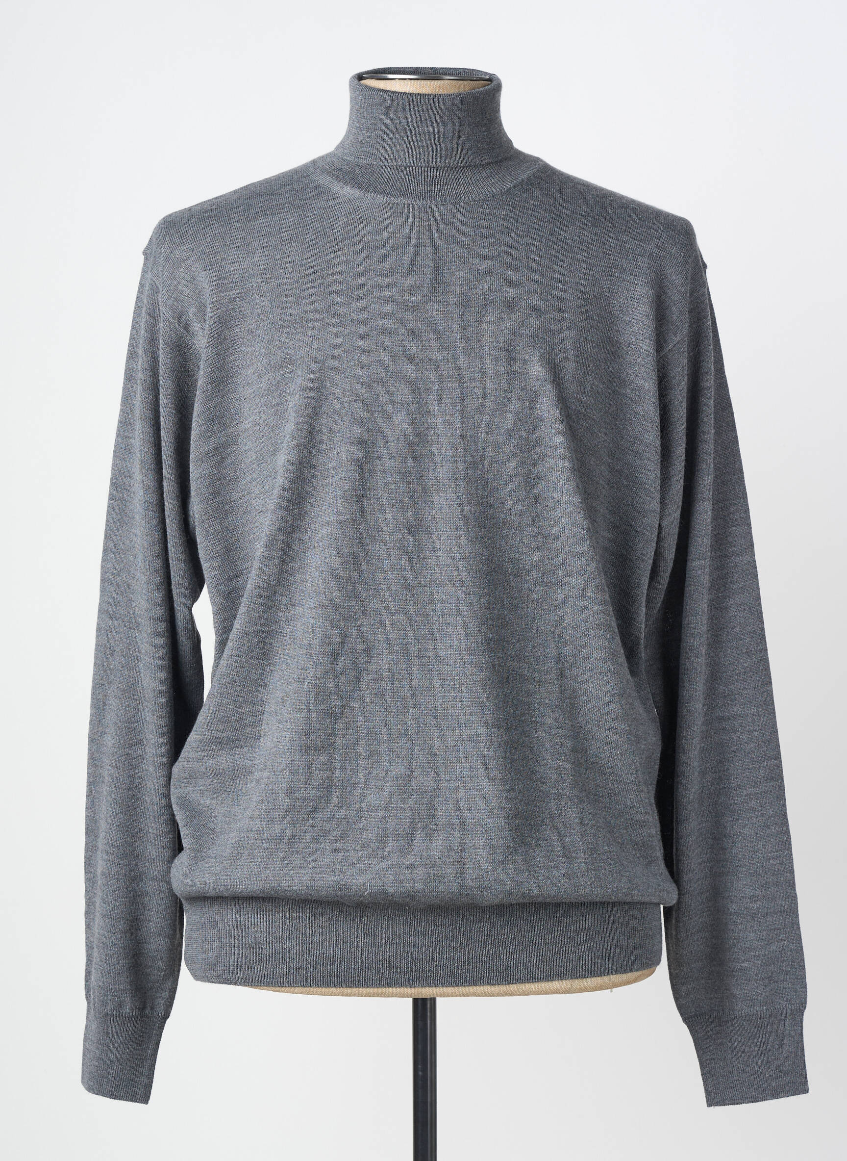 Pull col roulé stretch manches longues gris MASSIMO BONI homme
