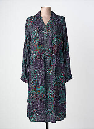 Robe mi-longue imprimé fantaisie manches longues noir AGATHE & LOUISE femme