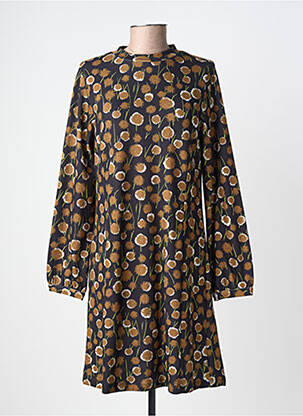 Robe mi-longue imprimé fantaisie manches longues noir AGATHE & LOUISE femme
