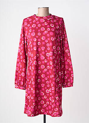 Robe mi-longue imprimé fantaisie manches longues rose AGATHE & LOUISE femme
