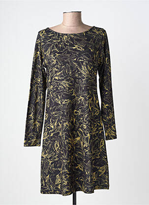 Robe mi-longue imprimé fantaisie manches longues noir AGATHE & LOUISE femme